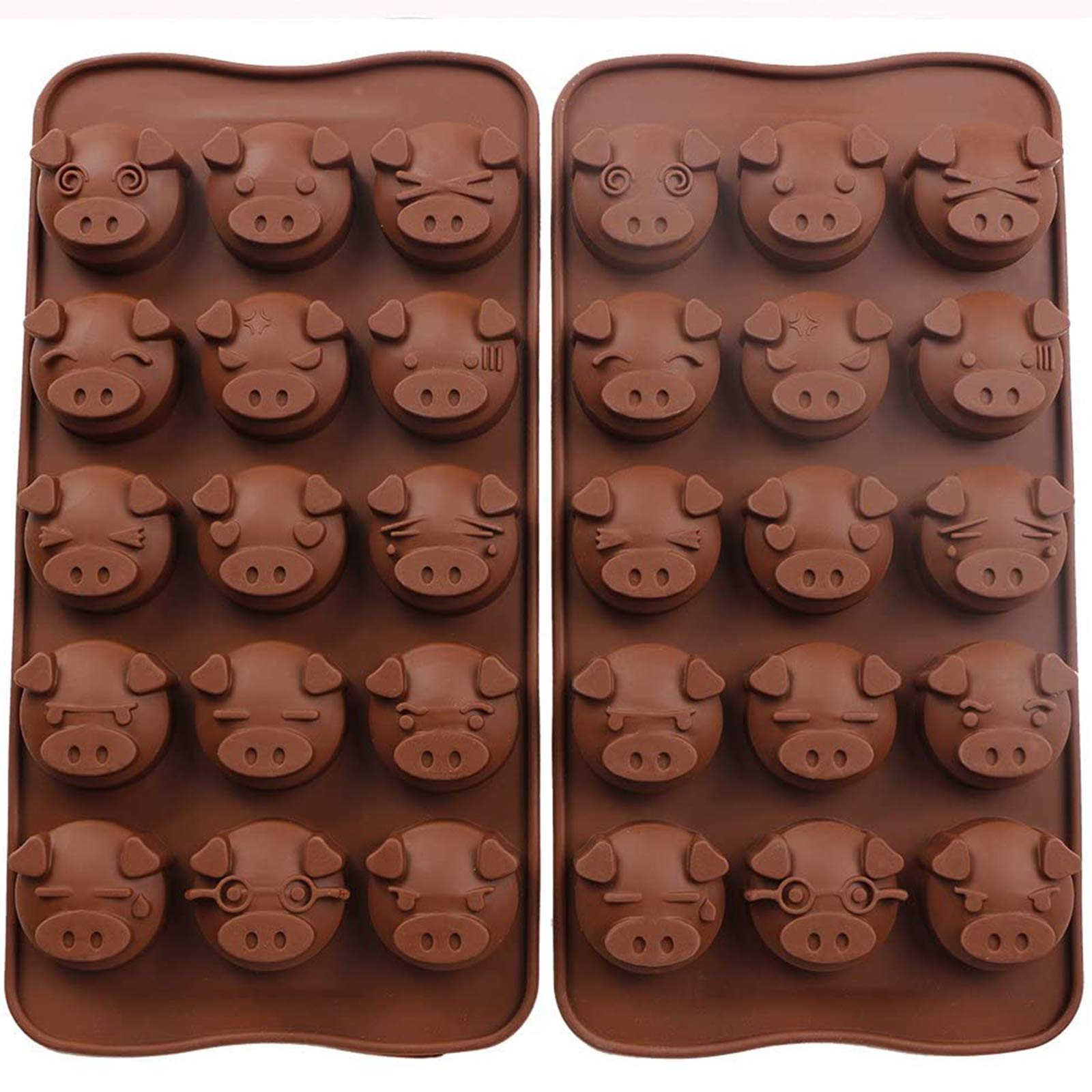Premium Silicone Chocolate Molds - Pig Face Emoji Candy Molds for Jello, Fondant, Hard Candy, Keto Fat Bombs & Resin Art | Set of 2 | Perfect for Birthday Parties, Baking Decorations & DIY Crafts