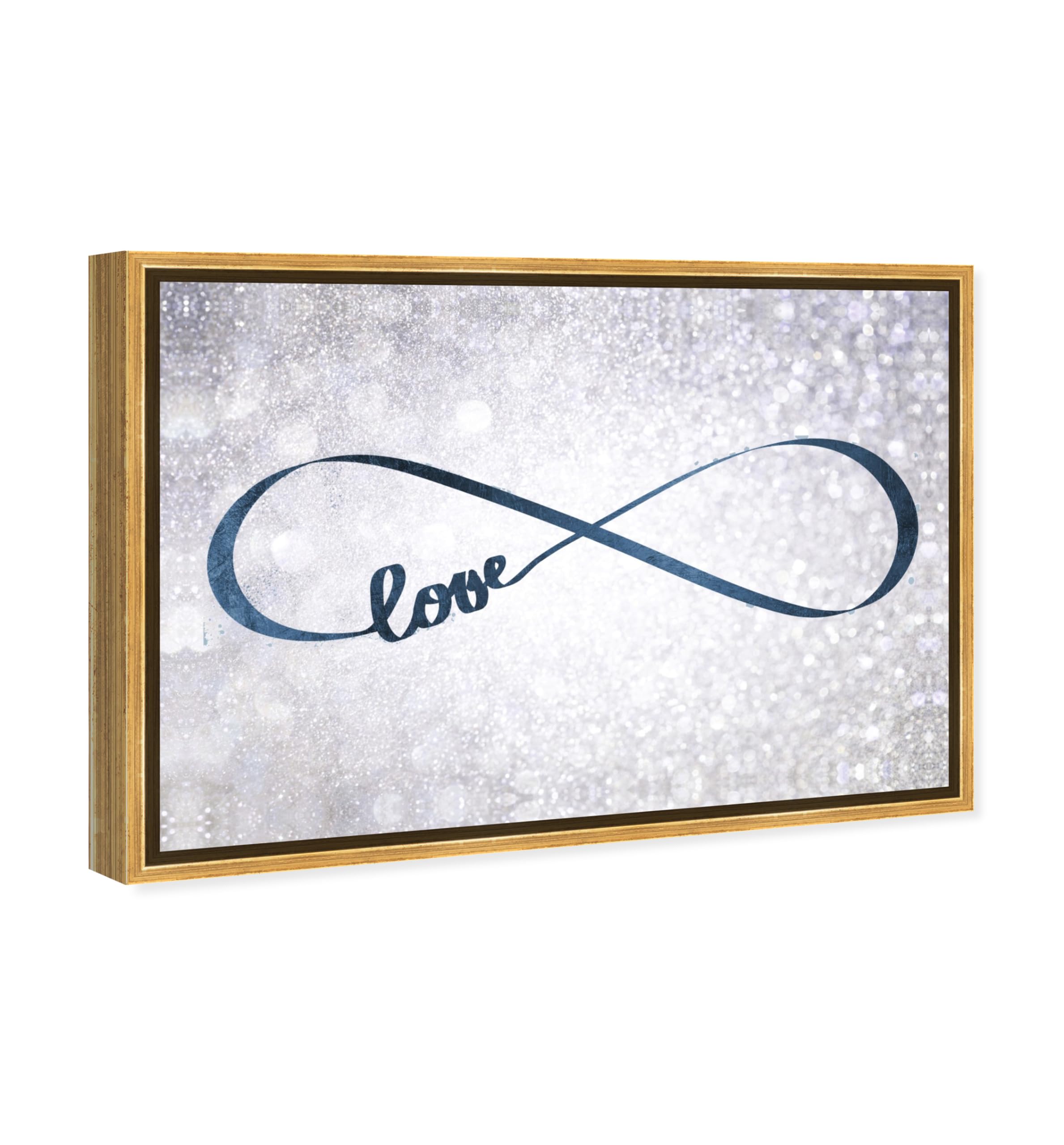 Oliver Gal Artist Co. 'Sparkle Snow' Typography Framed Wall Art - 45x30 Inch Gray & Blue Canvas Print with Inspirational Quotes | Perfect for Living Room, Bedroom & Office Décor