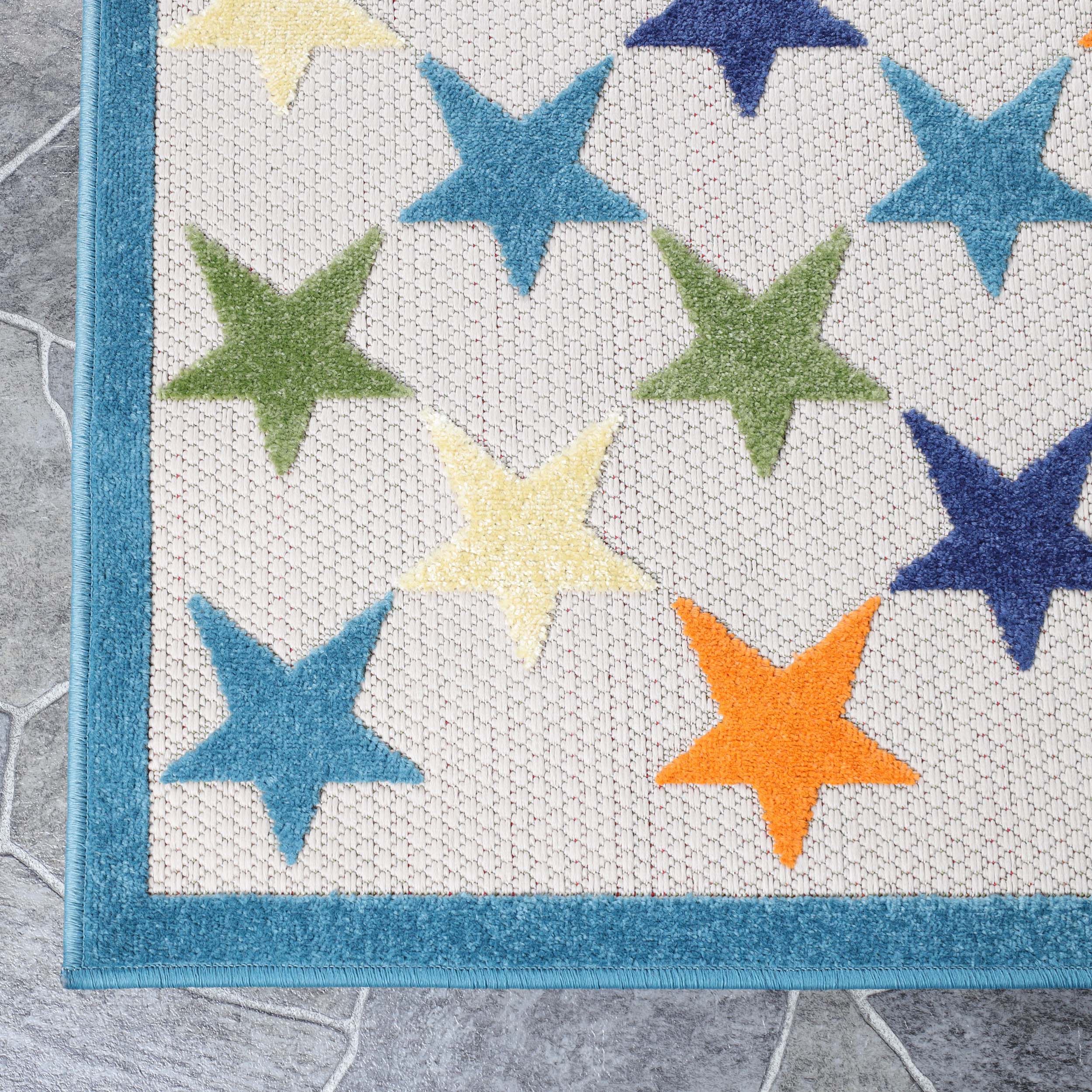 Juniper Modern Stars Area Rug - Soft Indoor/Outdoor Carpet for Living Room, Bedroom, Patio - Non-Slip Decorative Floor Mat for Home & Office