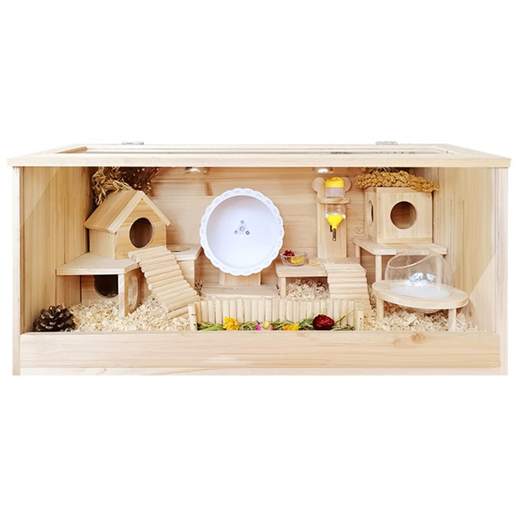 Premium Reptile Terrarium Tank - Wooden Habitat for Lizards, Turtles, Snakes & Amphibians | Escape-Proof Breeding Box & Hideout for Hamsters | Ideal for Home, Classroom & Pet Store Displays