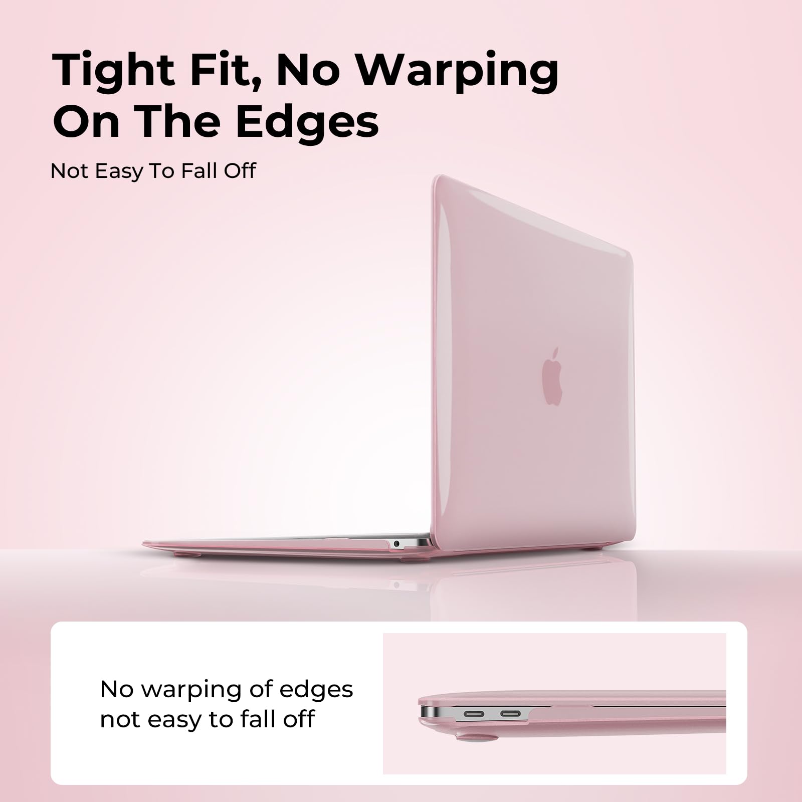 EooCoo Hard Protective Case for MacBook Air 13 inch (M1 Chip 2021-2018) with Retina Display | 13.3 inch Shockproof Plastic Cover + Clear Keyboard Protector + Anti-Glare Screen Protector in Crystal Pink | Perfect for Travel, Office & School Use