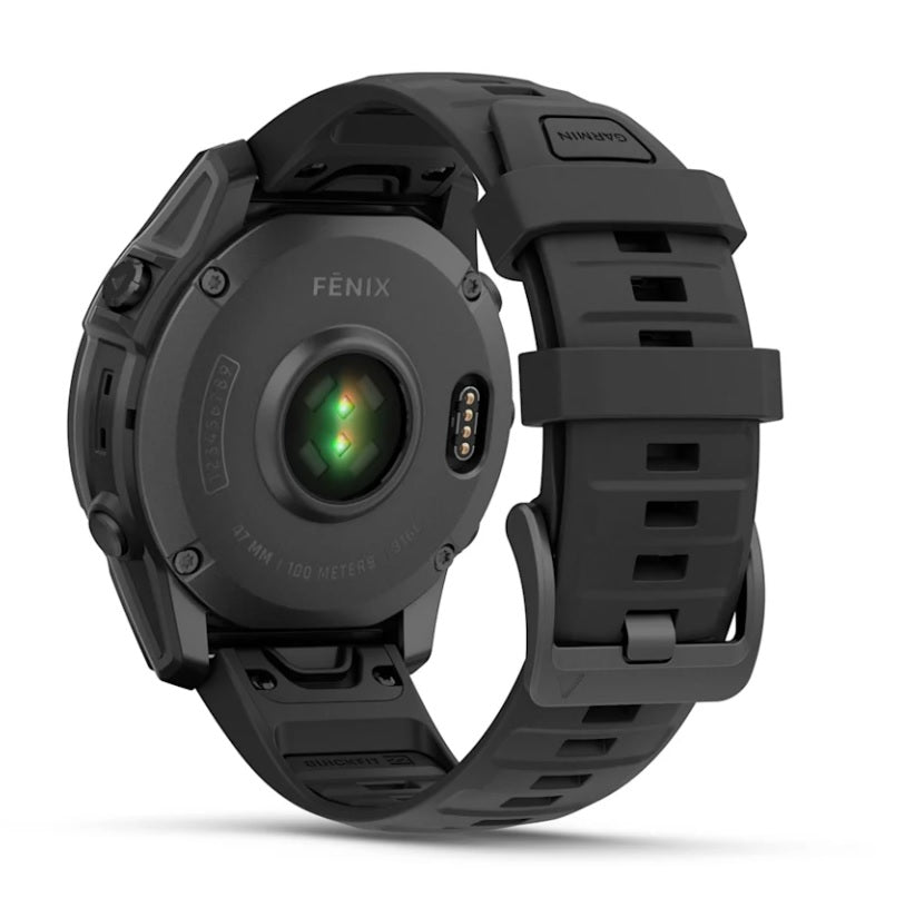 Garmin fenix E GPS Smartwatch 47mm AMOLED Display Slate Gray Steel Case with Black Silicone Band - Outdoor Sports, Hiking, Running & Fitness Tracking