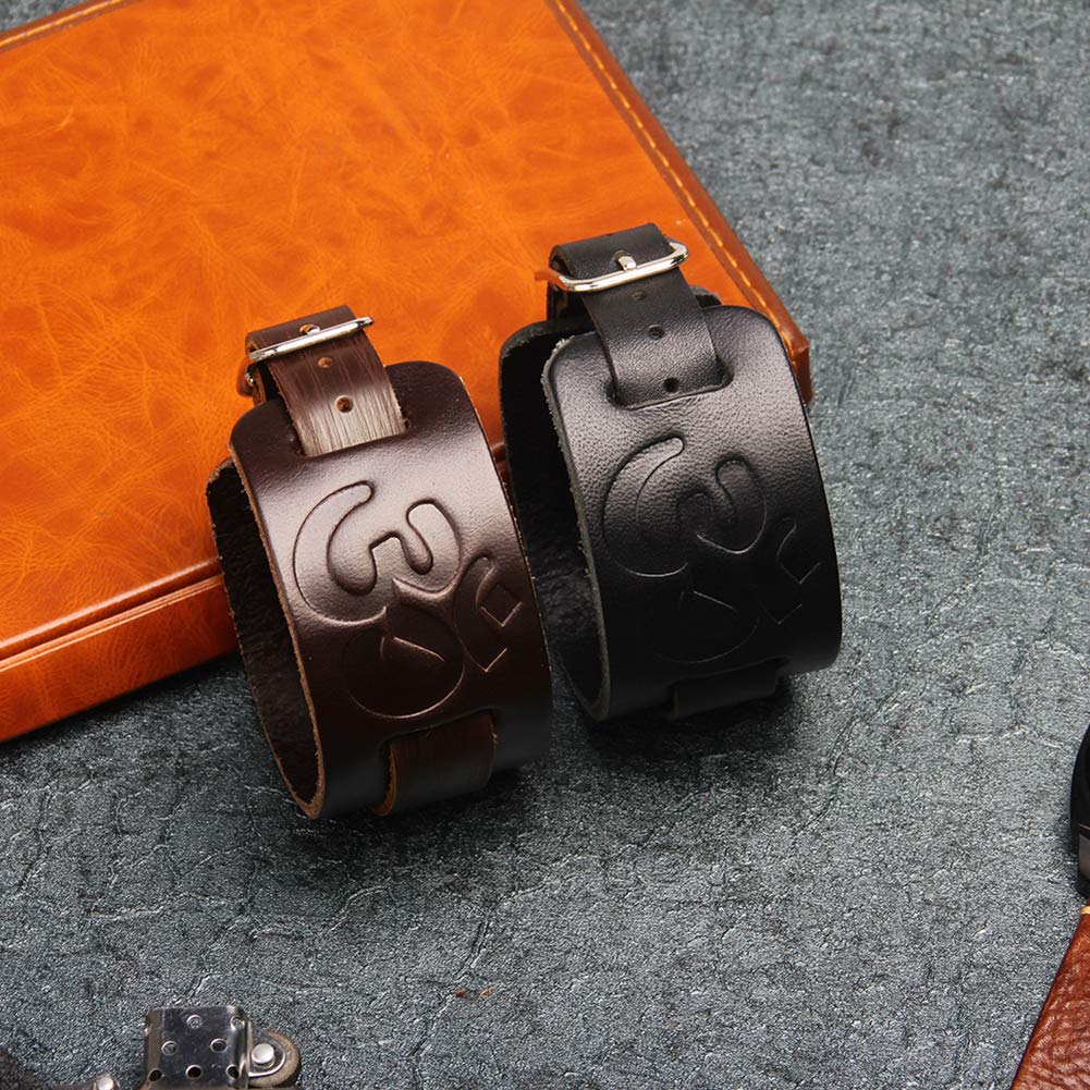 Adjustable Alloy Leather Bracelet with Mantra Sanskrit Om Mani Padme Hum - Unisex Religious Cuff Bangle for Men & Women - Perfect for Meditation, Yoga, and Spiritual Gifts