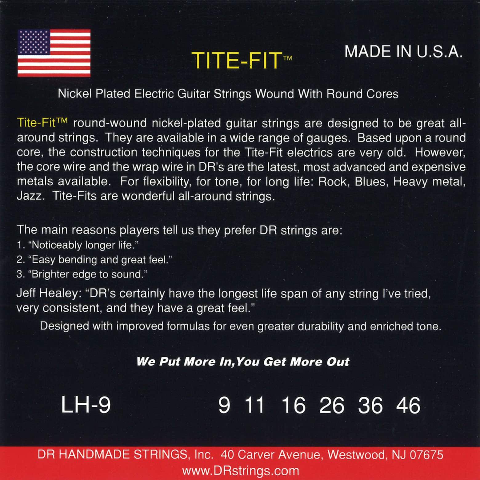 DR Strings Tite Fit Electric Round Core 9-46 Guitar Strings - Premium Nickel Wound for Rock, Blues & Metal - Perfect for Fender, Gibson & Ibanez Electric Guitars