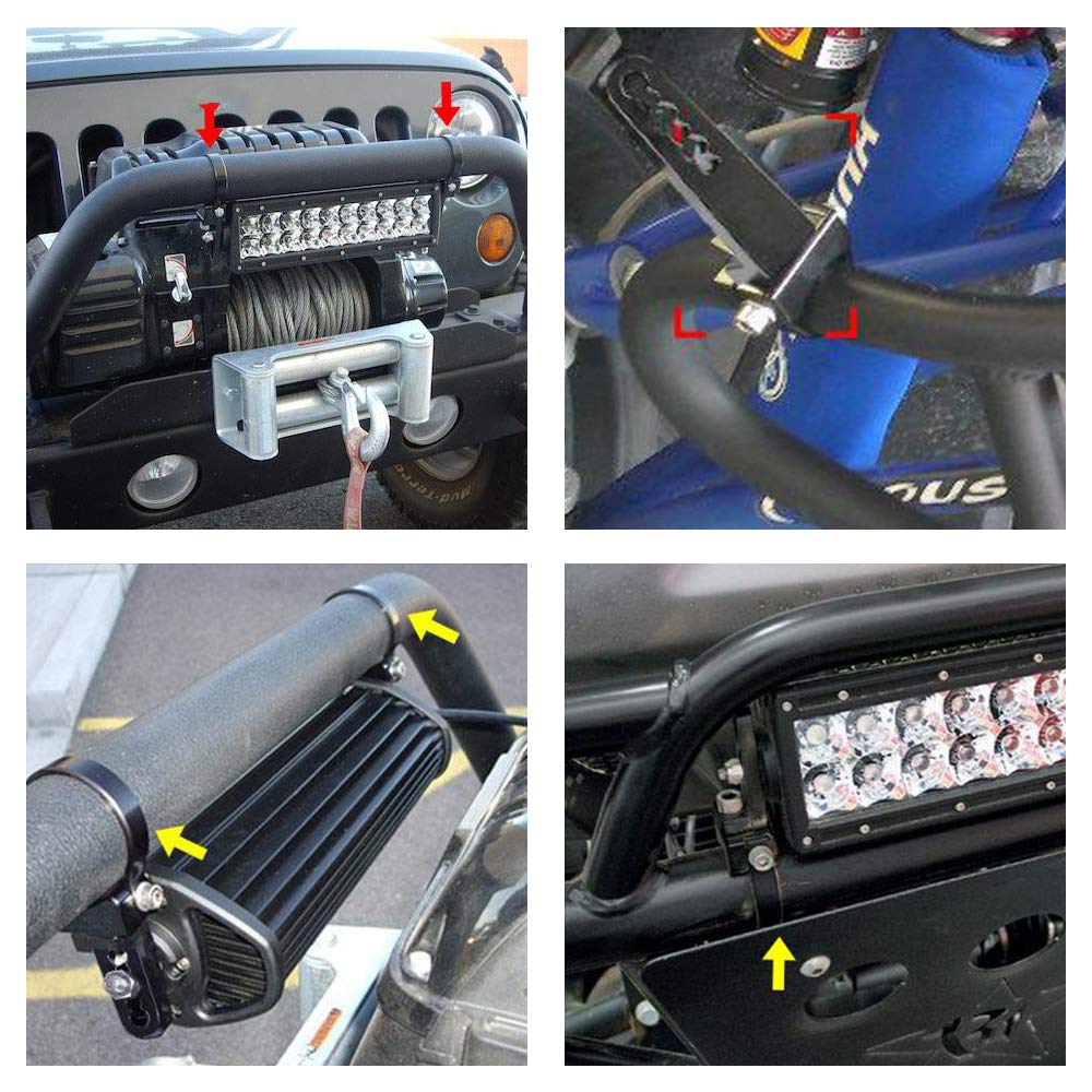 Auxbeam 1.75 Inch Universal Bull Bar Roll Cage Clamps - Heavy Duty Mounting Bracket Kit for LED/HID Light Bars on Jeep Wrangler, Trucks & Off-Road Vehicles (2 Pack) - Perfect for Night Off-Roading, Camping & Emergency Lighting
