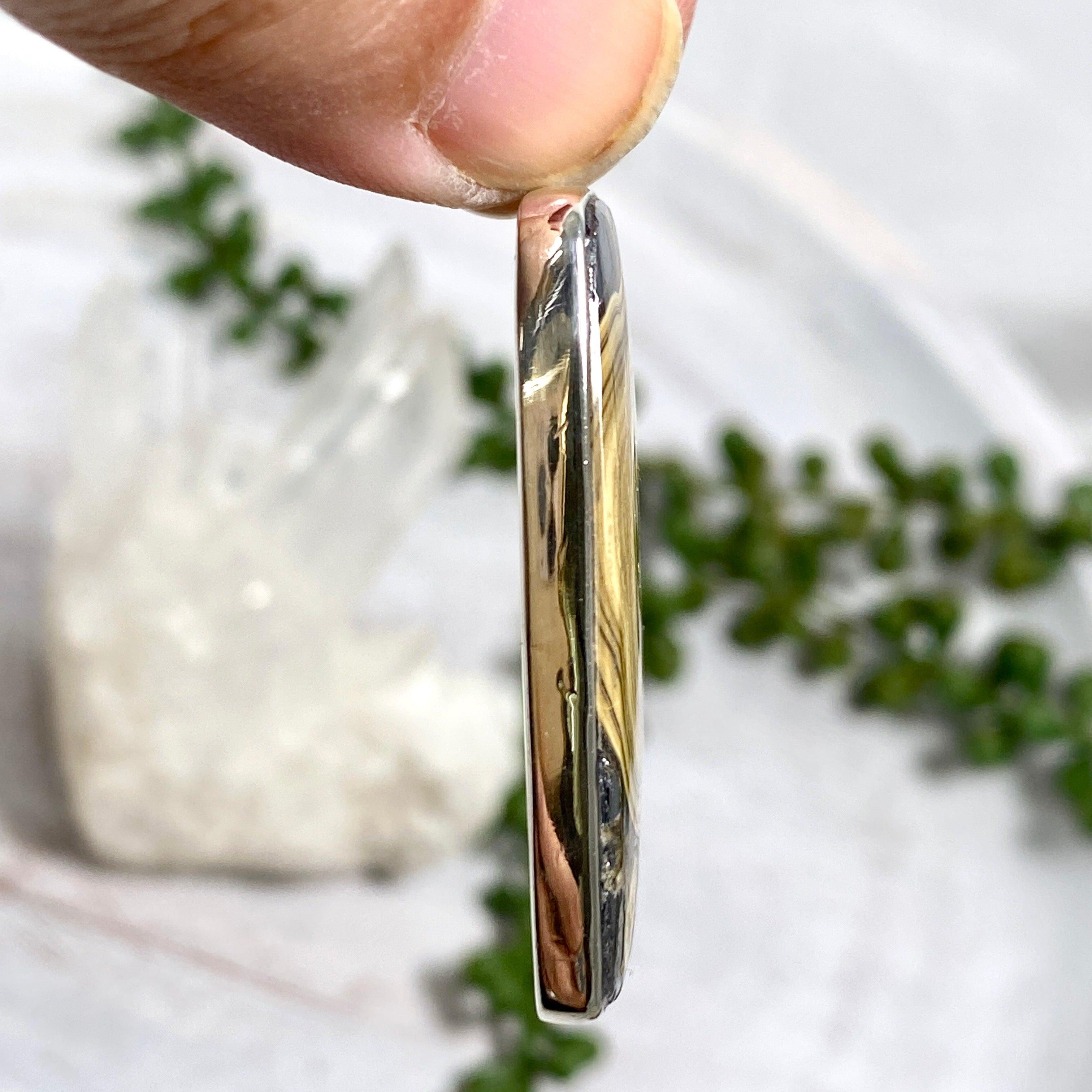 Natural Schalenblende Square Cabochon Pendant Necklace KPGJ2196 - Unique Handmade Jewelry for Women, Gift for Her, Boho Chic Accessory for Everyday Wear & Special Occasions
