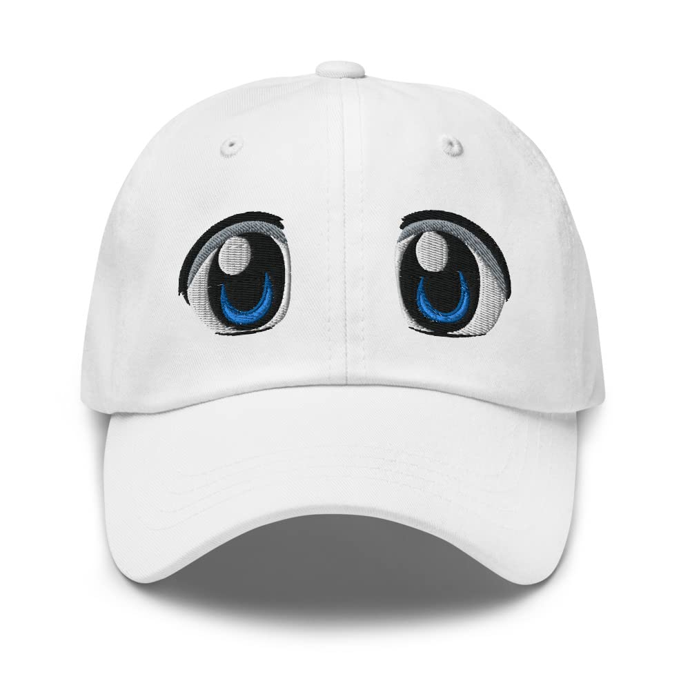 Anime Eyes Embroidered Adjustable Dad Hat - Trendy Unstructured Baseball Cap for Men & Women in Multiple Colors - Perfect for Cosplay, Anime Conventions & Streetwear Fashion