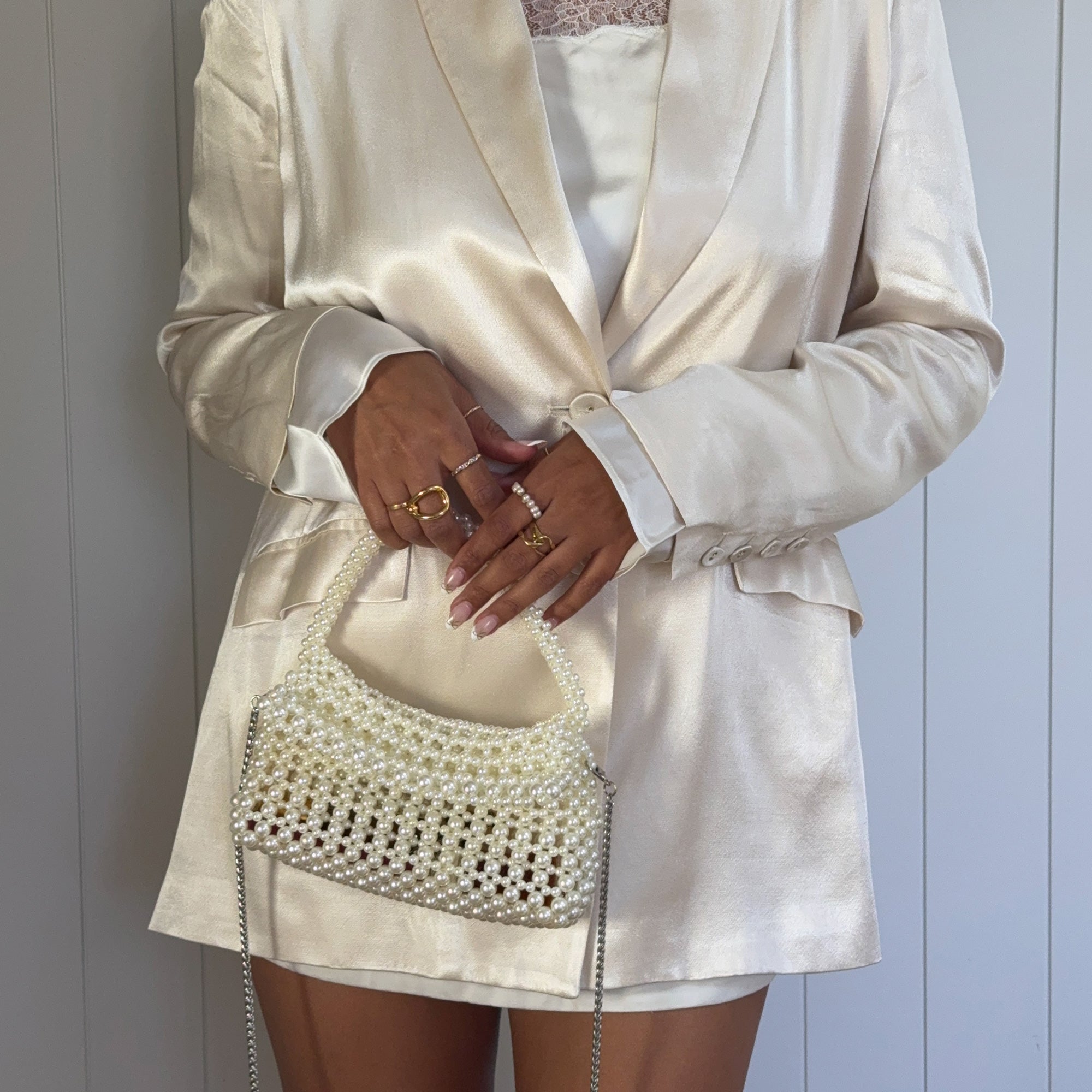 ELLOISE Elegant Pearl-Embellished Handbag for Women - Perfect for Parties, Weddings & Special Occasions