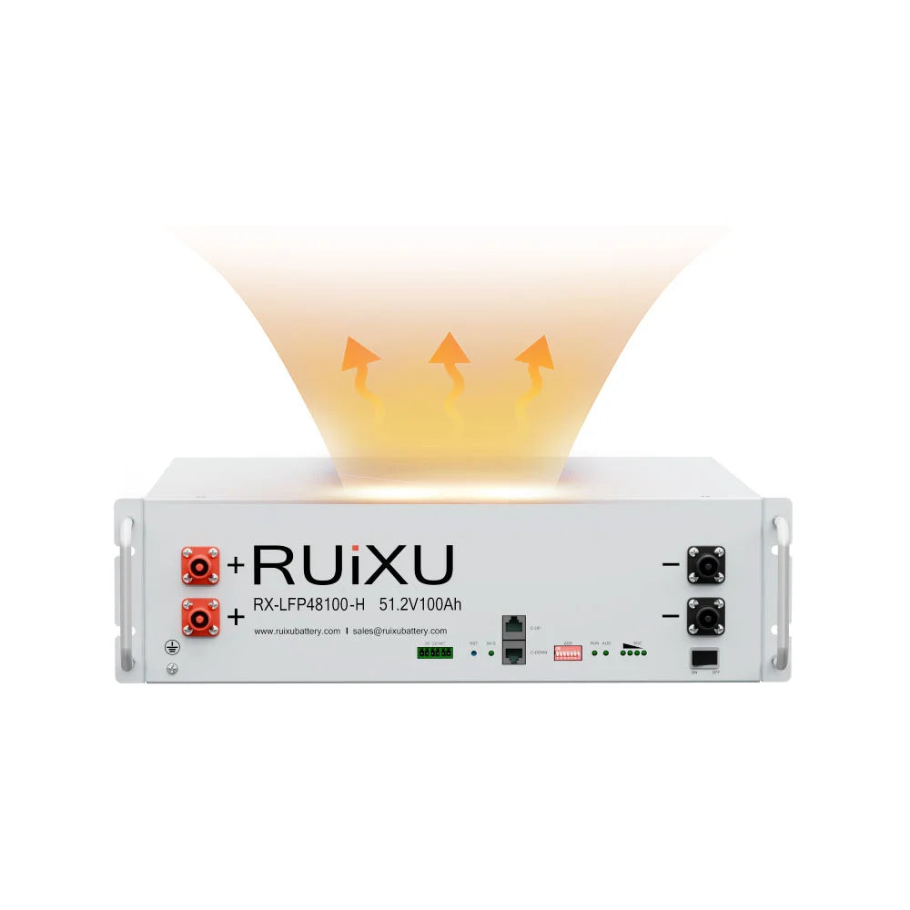 RUiXU RX LFP48100H 51.2V 100Ah Rack Mount LiFePO4 Battery with Self-Heating - Perfect for Solar Energy Storage, Off-Grid Power Systems & RV Applications
