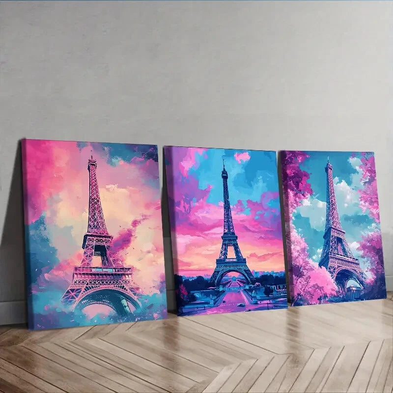 3pcs Eiffel Tower in Paris Wall Art Set - Framed Canvas 40x60cm - High Quality Print - 100% Australian Made - Ready to Hang - Perfect for Living Room, Bedroom & Office Decor