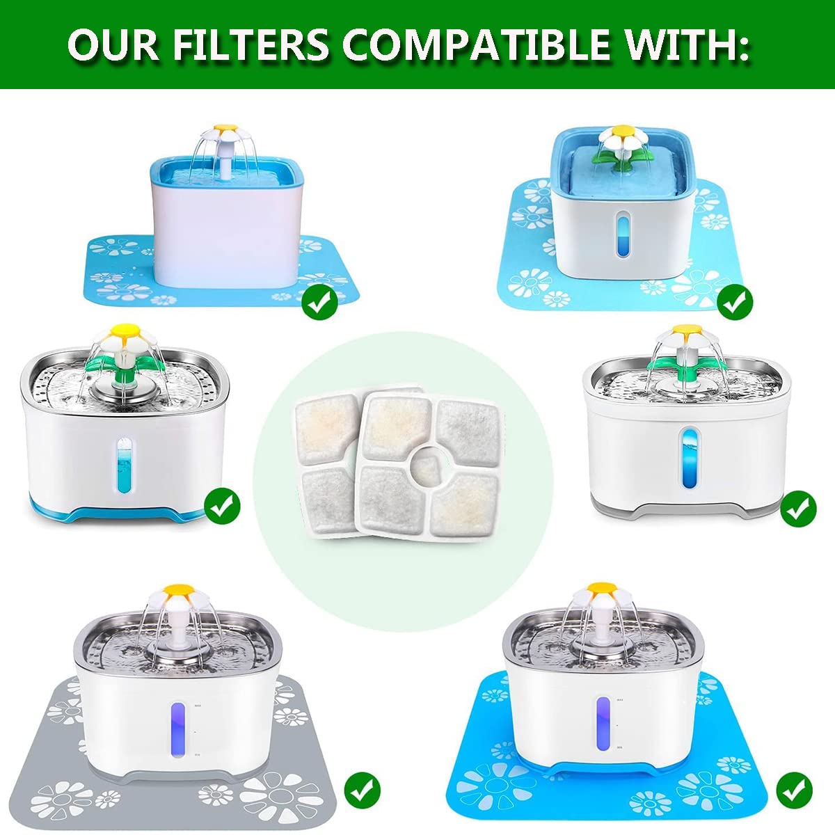 Premium 12-Pack Cat Water Fountain Replacement Filters - Triple Filtration System for 84oz/2.5L Automatic Pet Water Dispensers - Compatible with Dog Drinking Fountains - Ideal for Multi-Pet Homes & Busy Pet Owners
