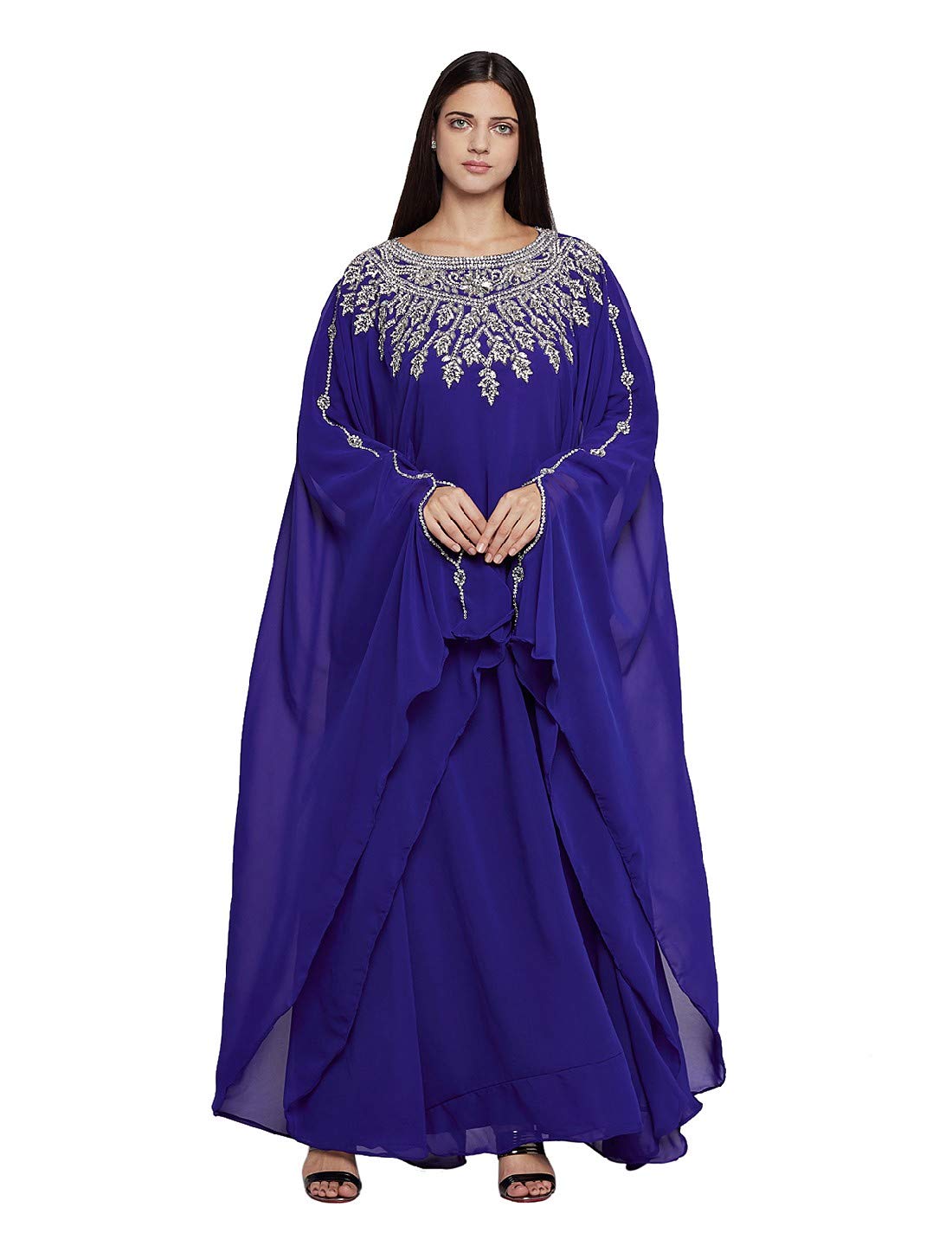 Elegant Dubai Kaftan Farasha Long Maxi Dress for Women - Free Size Long Sleeve Evening Gown with Free Scarf - Perfect for Parties, Weddings & Special Occasions