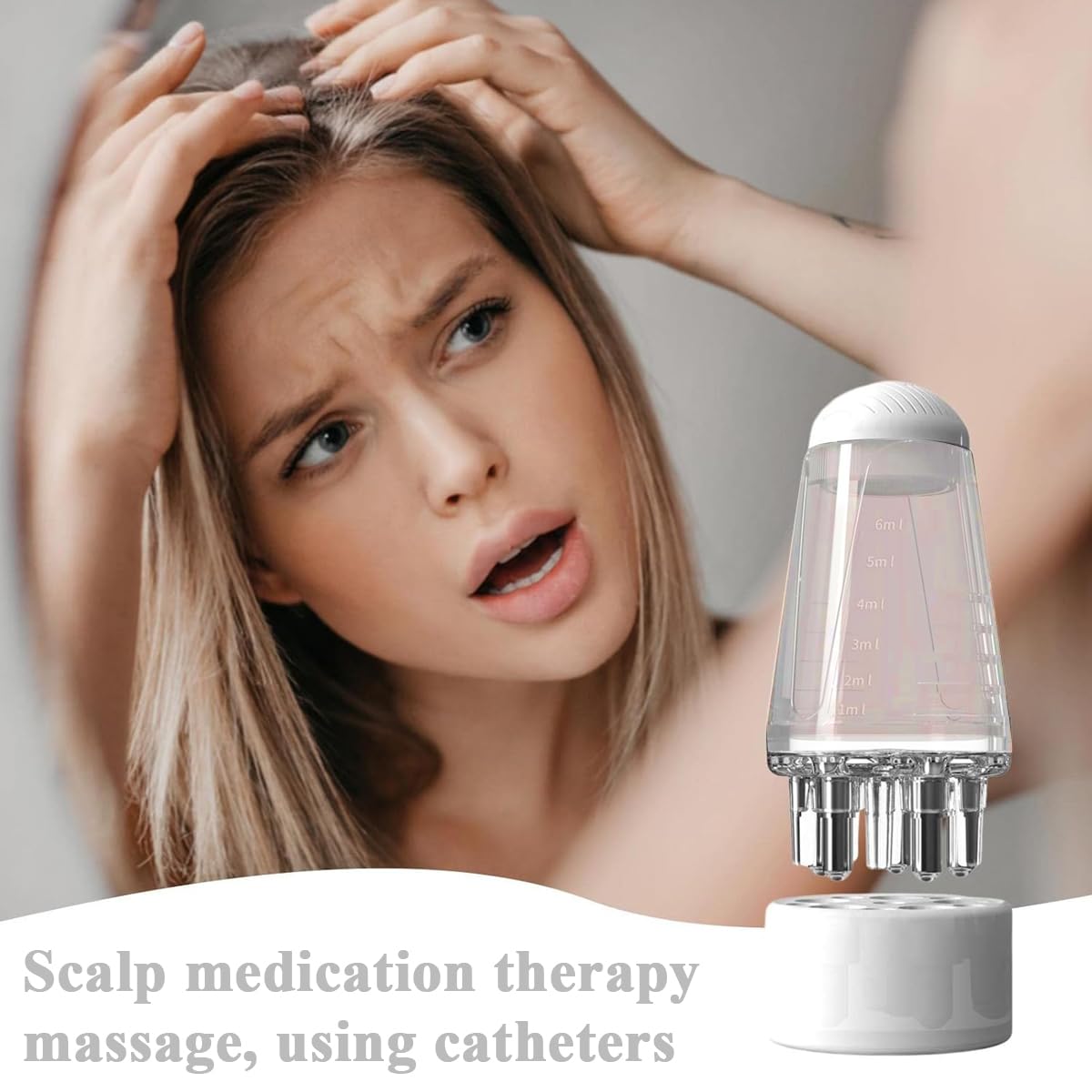 HANNEA® Scalp Applicator Comb for Hair Growth - 5 Water Discharge Columns Hair Oil Applicator Bottle with Scalp Massager - Perfect for Hair Oils, Serums & Treatments - At-Home Hair Care & Salon Use