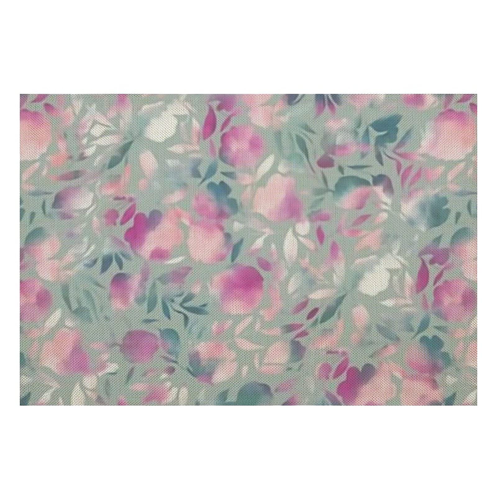Waterproof Pale Green Linen Placemat - 17.7x12.1 Inch Watercolor Paper Cut Floral Table Mat for Kitchen, Dining Room, and Outdoor Picnic Decoration