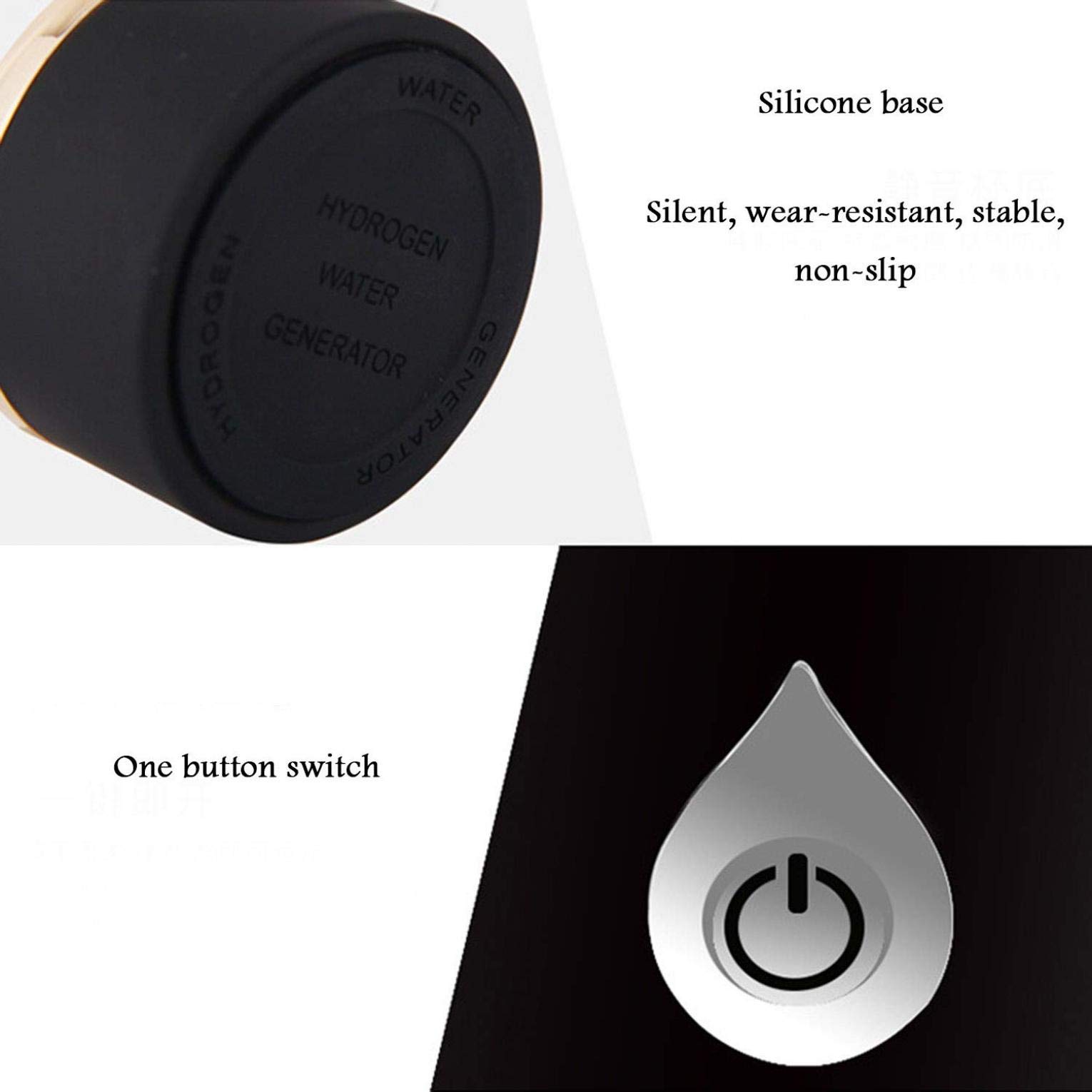 Portable 380ml Hydrogen-Rich Alkaline Water Bottle with USB Charging - Glass Travel Water Cup for Outdoor, Sports & Daily Hydration - Black