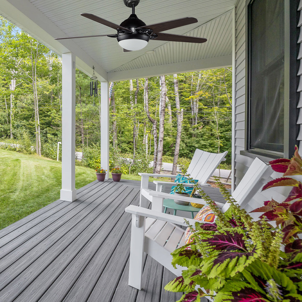 52 Inch Smart Ceiling Fan with LED Light & Remote Control - Energy Efficient Outdoor Ceiling Fan for Patio, Deck, and Covered Porch - Weather Resistant & Quiet Operation