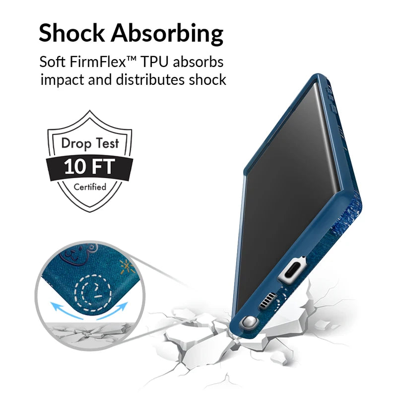 Samsung Phone Case for Galaxy S21/S20/Note 20 - Stylish Blue Denim Design with Shockproof Protection | Perfect for Everyday Use, Travel & Outdoor Activities