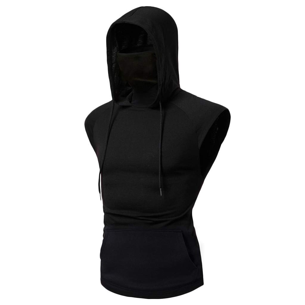 Men's Workout Tank Tops with Hood - Breathable Short Sleeve Athletic Shirts for Gym, Running & Outdoor Sports | Fashionable Button Vest Pullover for Casual Wear