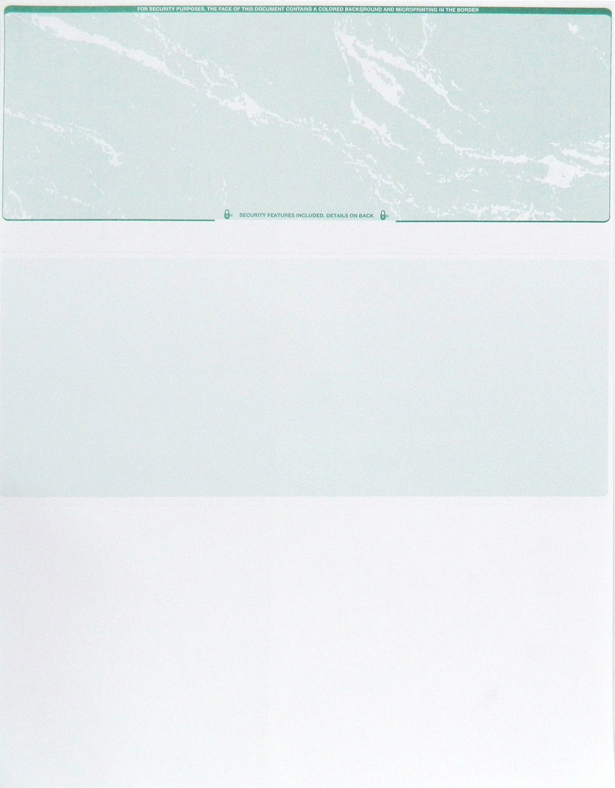 CheckOMatic Computer Check Paper - 100 Pack - Top Blank Stock Checks with Security Features - Laser Printer Compatible - Green Marble Design - Perfect for Business Checks, Payroll, and Invoicing