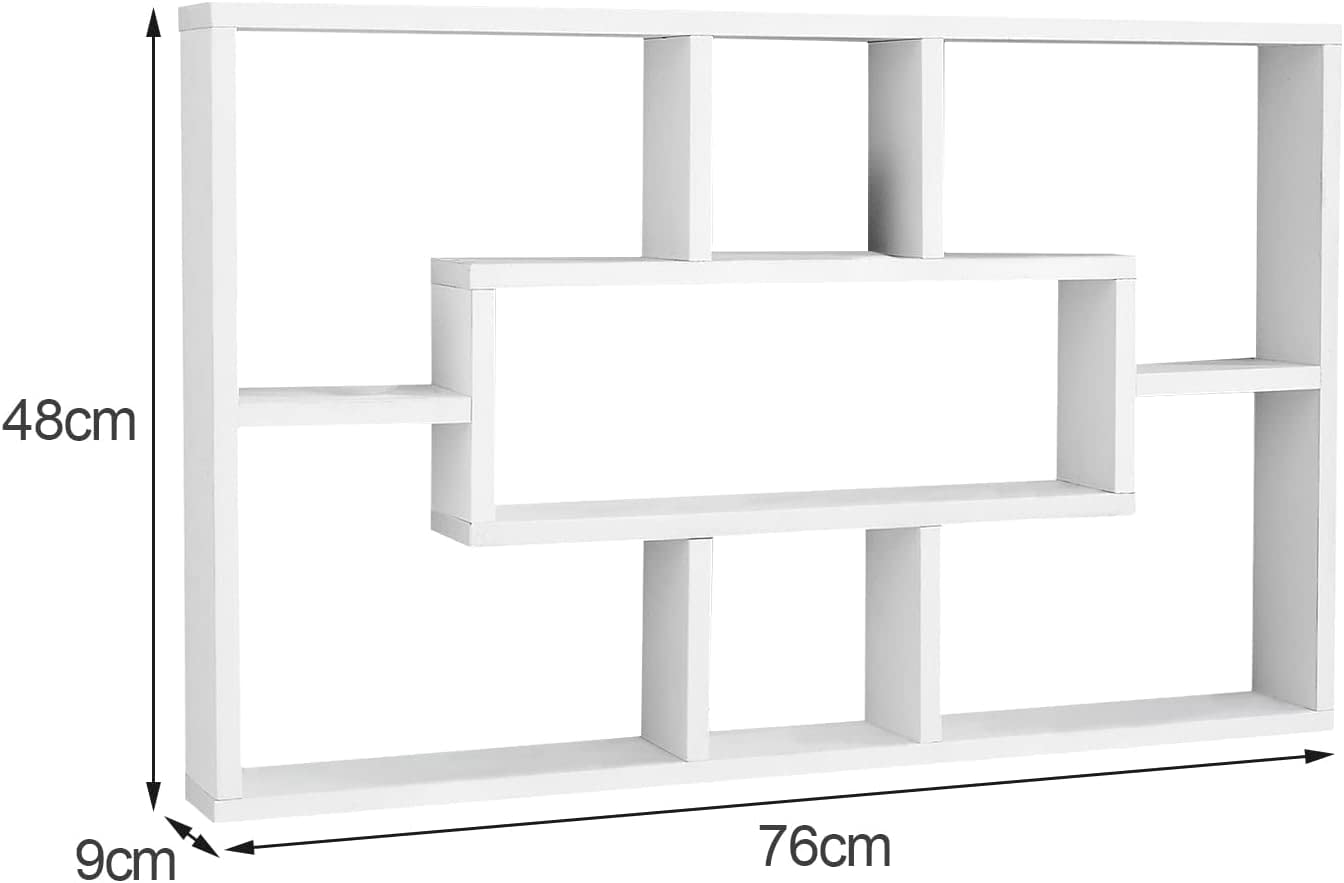HOMION 7-Tier Floating Shelves Wall Mounted, Space Saving Bookshelf with Multi-Compartment Storage - White Display Shelf for Living Room, Bedroom, Office Organization & Decoration