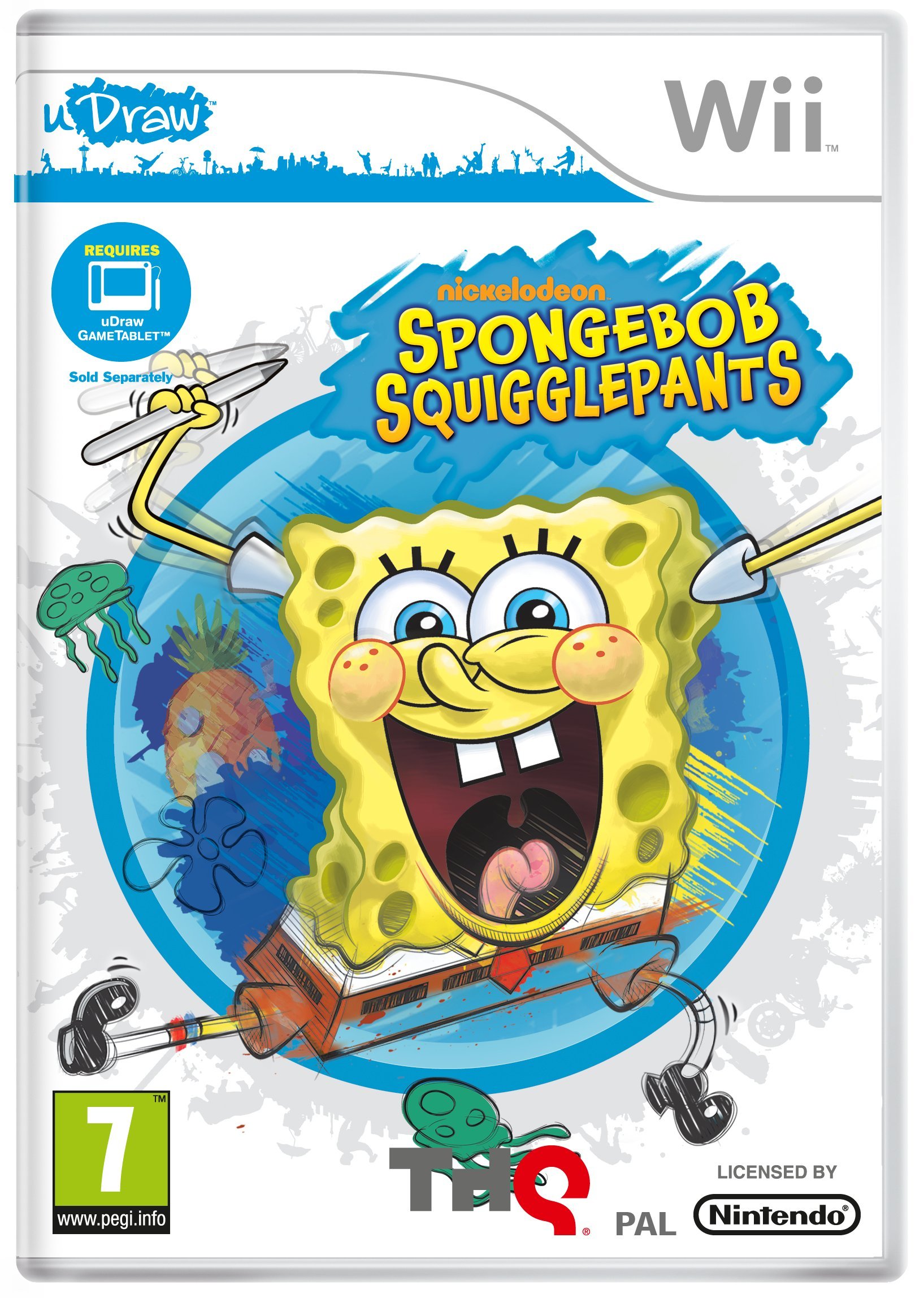 SpongeBob Squigglepants - uDraw Compatible Wii Game by THQ | Fun Drawing Adventure for Kids & Family Game Night