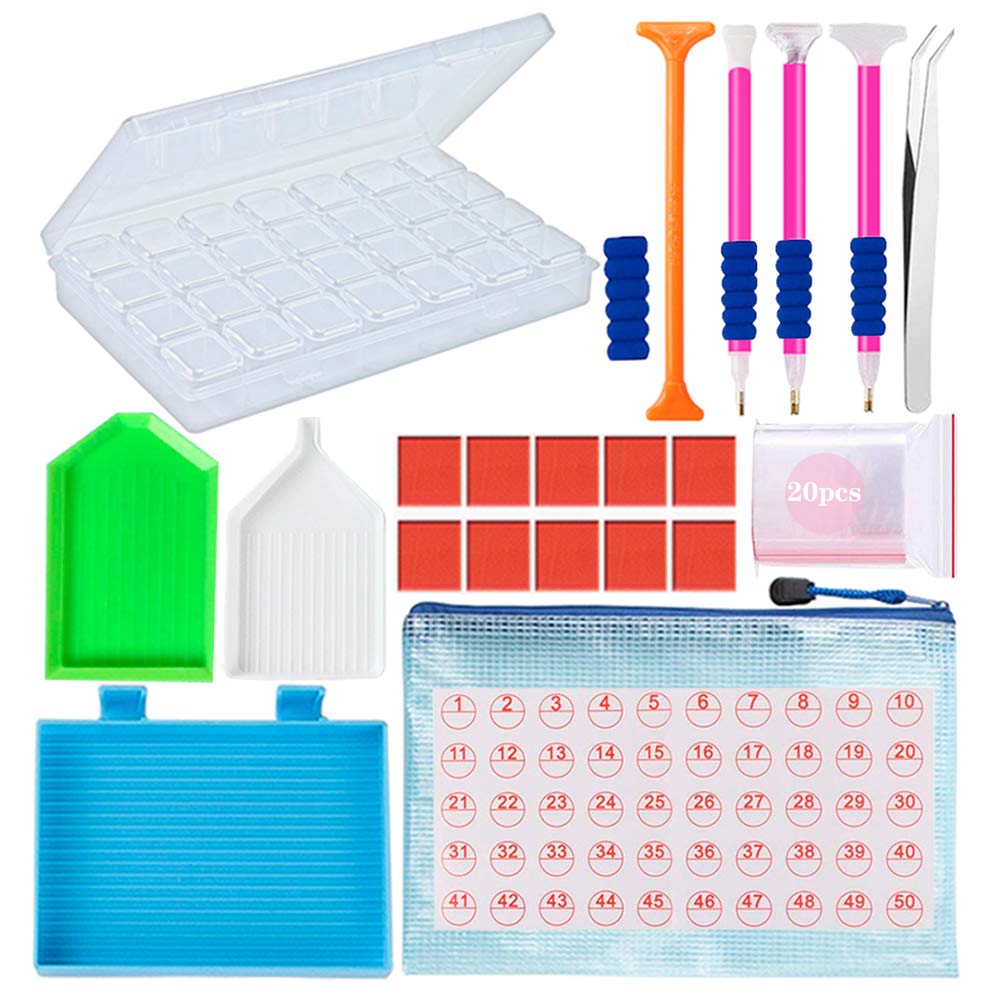 45PCS Diamond Painting Tool Kit for Adults - Diamond Art Storage Containers, Embroidery & Jewelry Bead Organizer - Portable Craft Accessories for DIY Art Projects, Home Decor & Gift Making