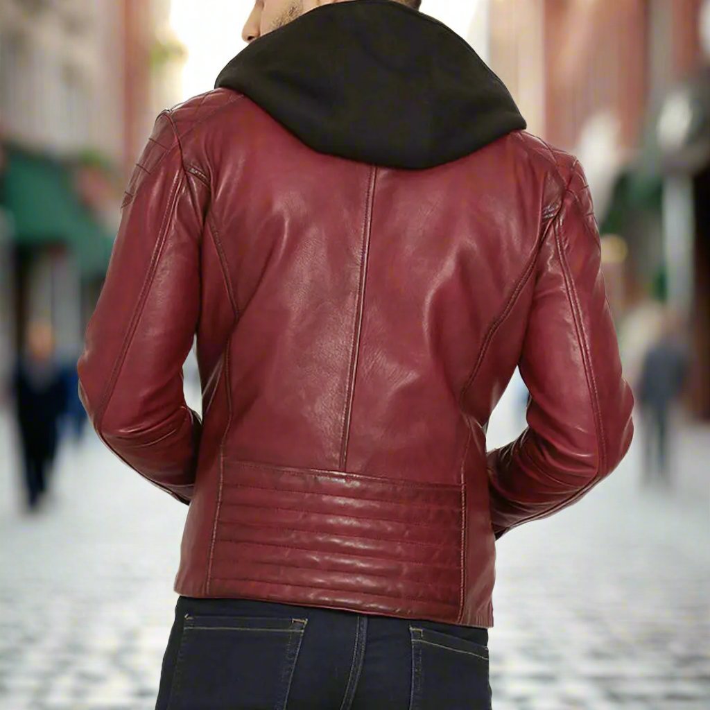 BOL Men's Alvin Lambskin Leather Jacket - Premium Genuine Lambskin Motorcycle Jacket for Men, Slim Fit Biker Style Jacket with Quilted Lining - Perfect for Riding, Casual Wear & Night Out
