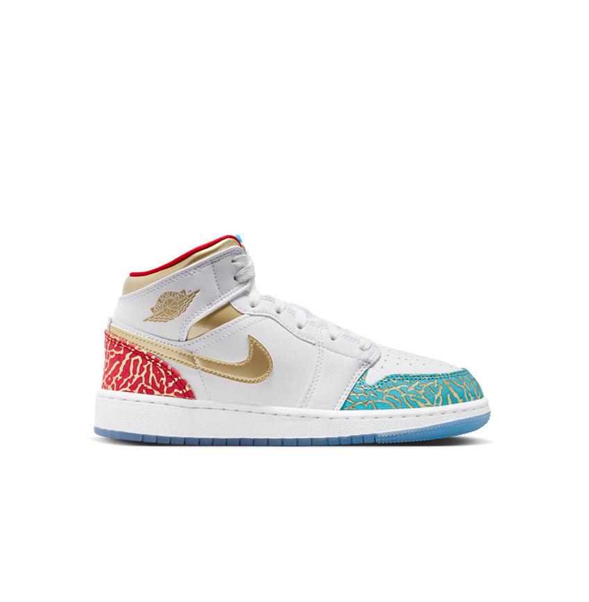 Air Jordan 1 Mid SS 'UNC to Chi' Kids Basketball Shoes - High Top Sneakers for Boys & Girls - Perfect for School, Sports & Casual Wear