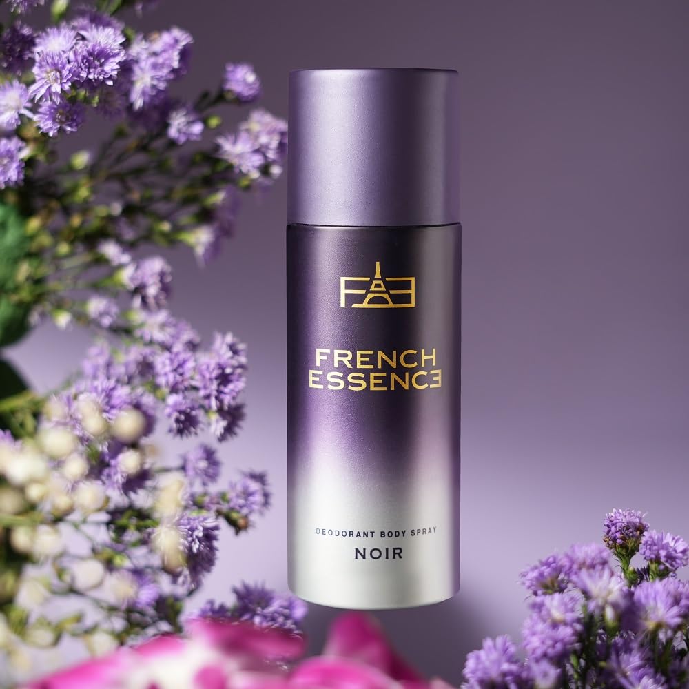 FRENCH ESSENCE Men's Deodorant Spray - Long Lasting Fragrance, Fresh Noir Scent - 150ml (Pack of 3) | Body Spray for Daily Use, Gym & Office