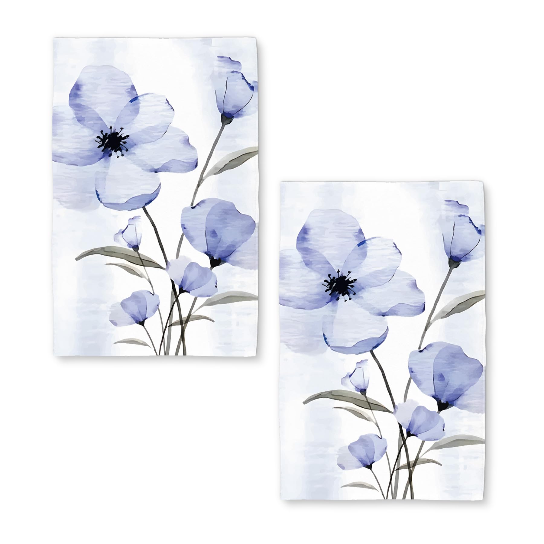 Premium Floral Kitchen Towels Set of 2 - Ultra Absorbent & Quick Dry Microfiber Dish Towels (18
