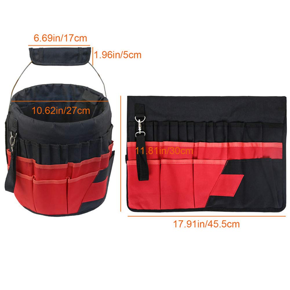 Heavy Duty Gardening Tool Belt Bag with 42 Pockets - Waterproof Oxford Fabric Garden Bucket Bag for Outdoor Planting, Yard Work & Lawn Care - Perfect Tool Organizer for Landscaping, Weeding & Professional Gardeners