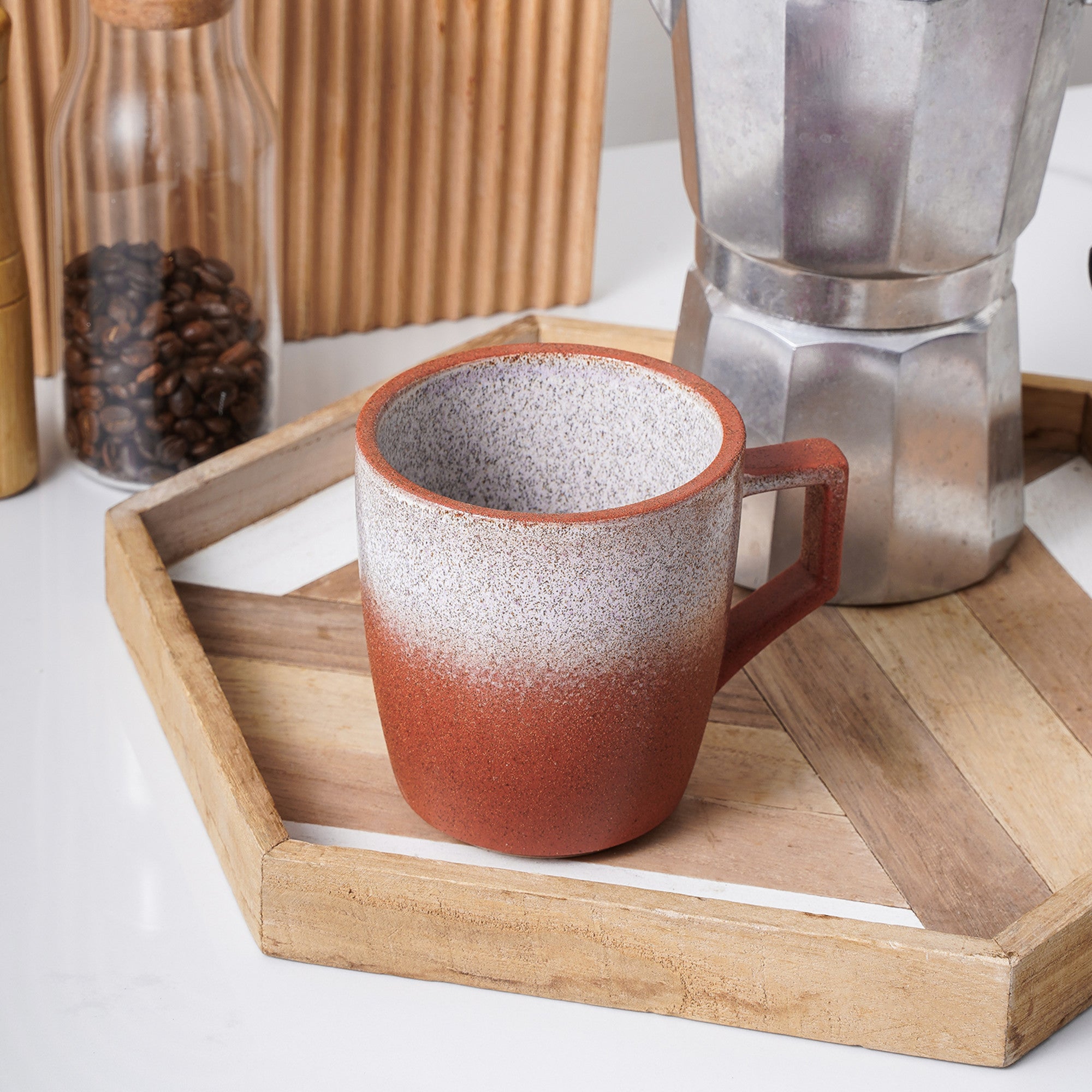 Vince Stoneware Coffee Mug - 16oz Ceramic Cup with Handle, Red - Perfect for Hot Coffee, Tea, or Hot Chocolate at Home or Office