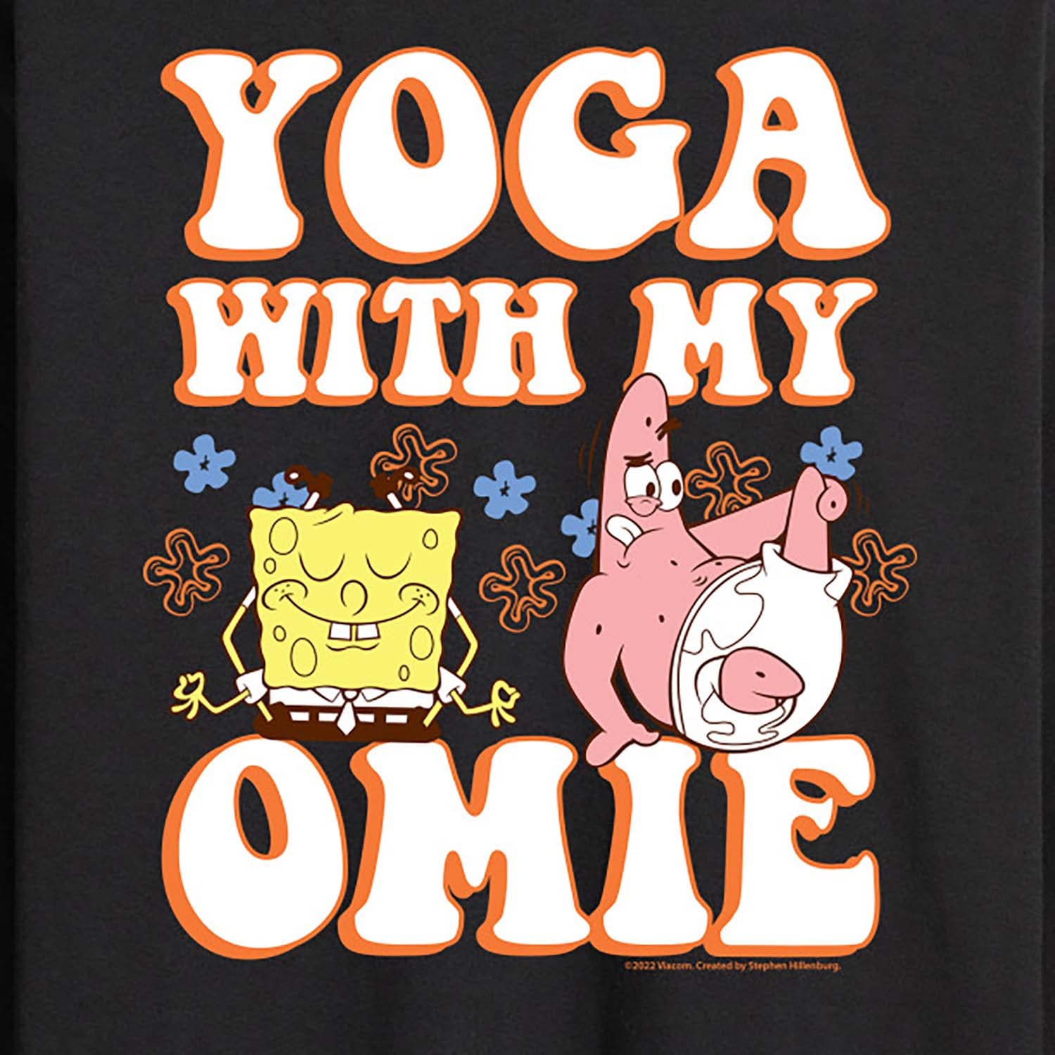 HYBRID APPAREL Spongebob Squarepants Yoga with My Omie Men's Long Sleeve T-Shirt - Comfortable Graphic Tee for Casual Wear, Gym & Lounge