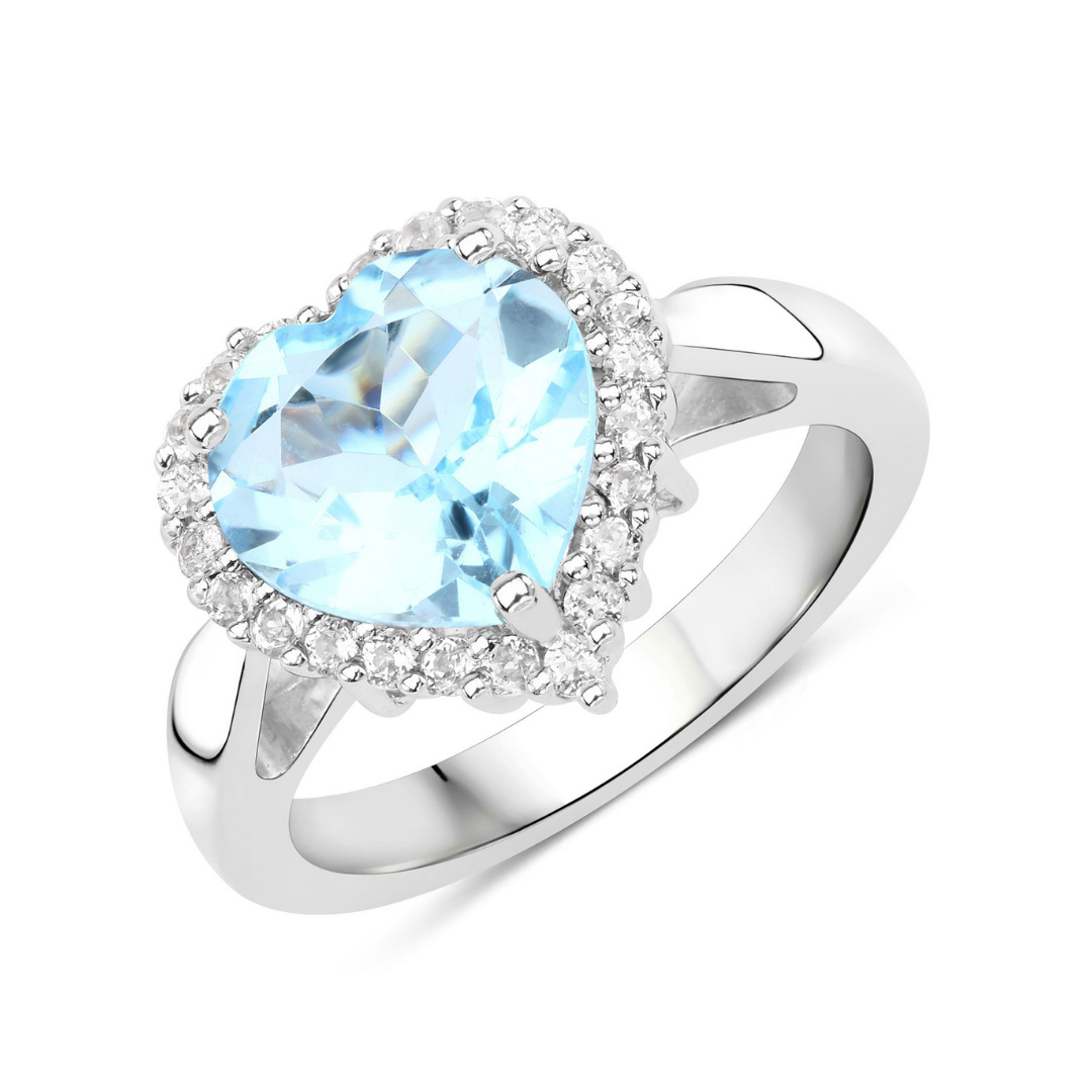 Authentic Blue Heart Topaz Ring – Elegant Jewelry for Women, Perfect for Valentine's Day, Anniversary & Special Occasions