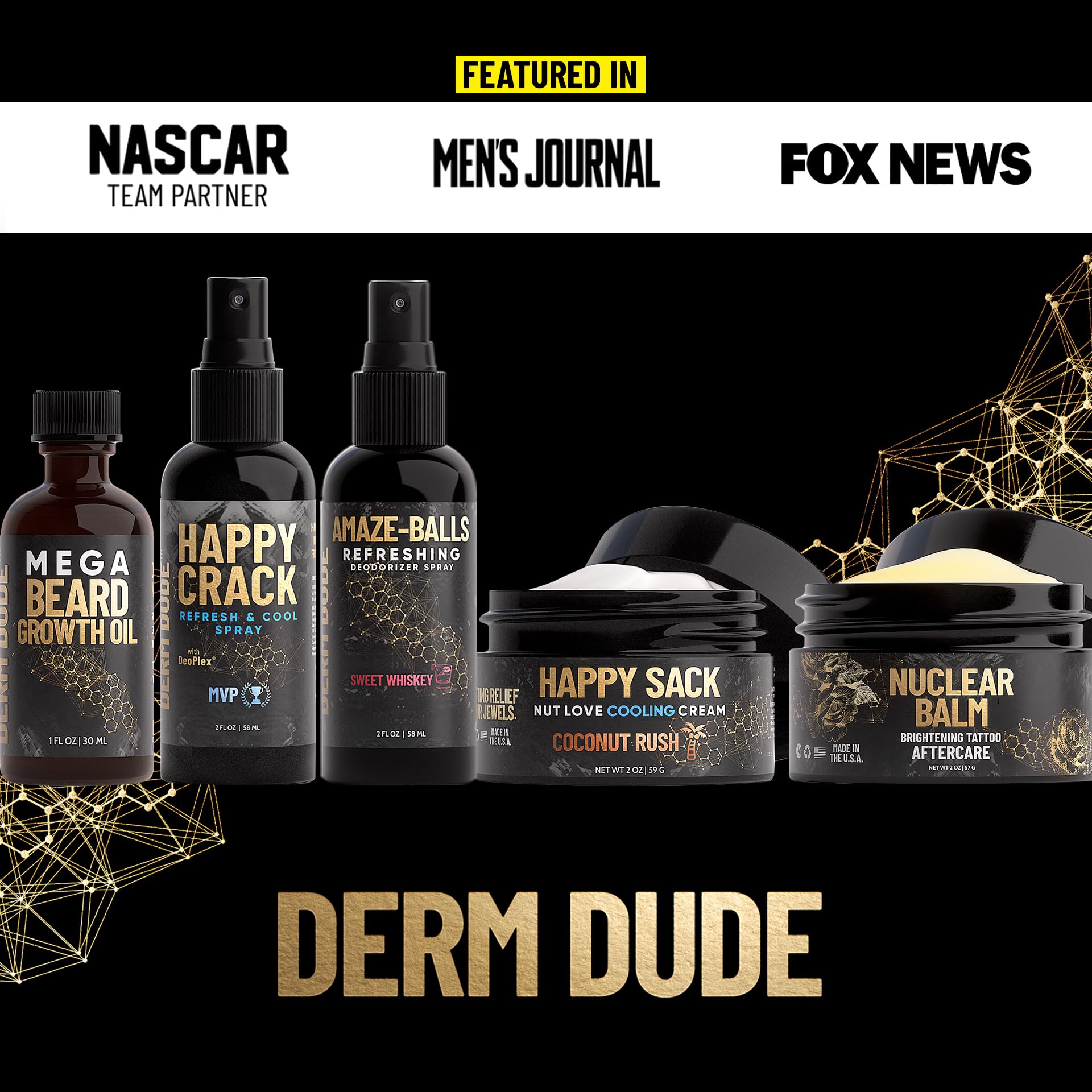 Derm Dude Happy Sack, Happy Crack & Holy Foot Cream Set | Natural Ball Deodorant, Butt Deodorant & Foot Cream for Men | All-Natural DeoPlex Formula for Odor Control | Vegan & Cruelty-Free | Perfect for Gym, Travel & Daily Hygiene Care