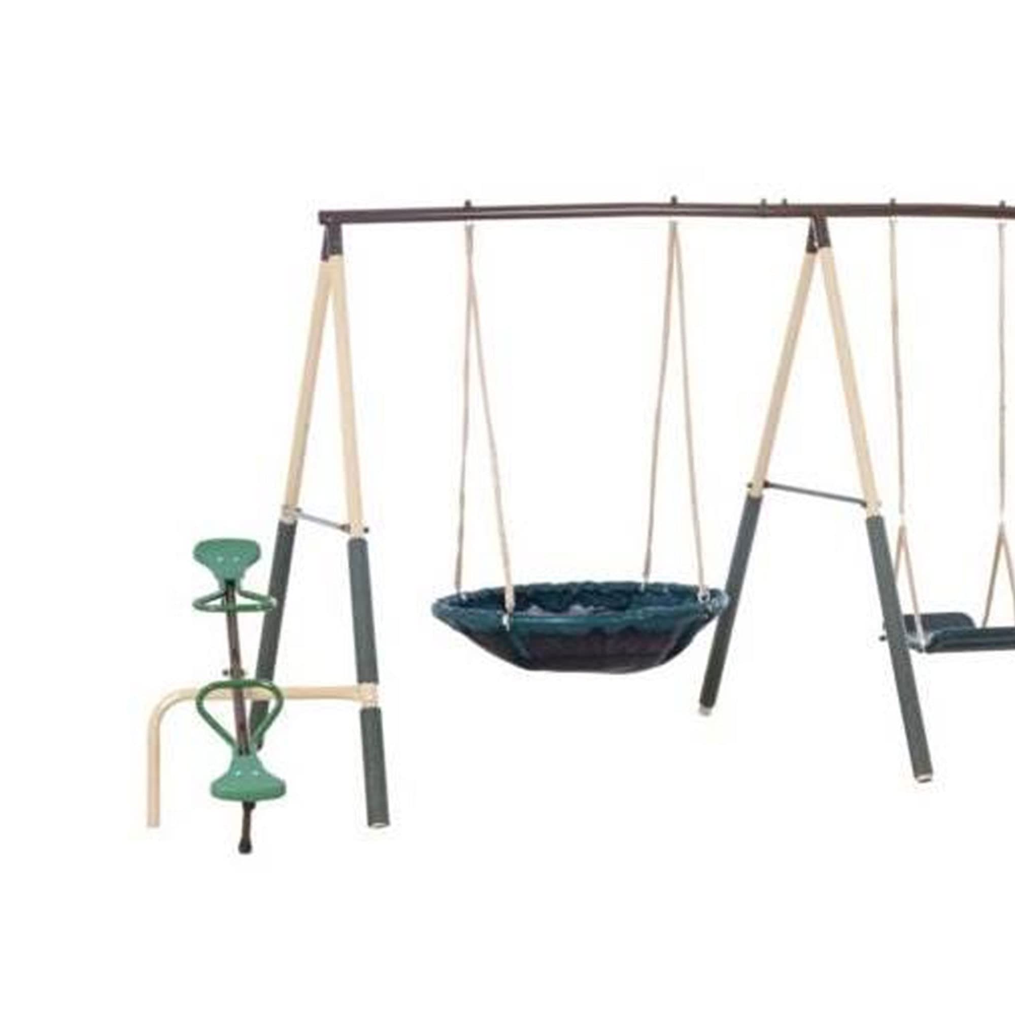 XDP Recreation Deerfield Outdoor Playground Swing Set with Slide, See Saw, Trapeze Swing, Fun-Glidr, Swing Seat & Stand N Swing - Durable Backyard Playset for Kids Ages 3-12 | Perfect for Outdoor Family Fun in Gardens, Parks & Backyards