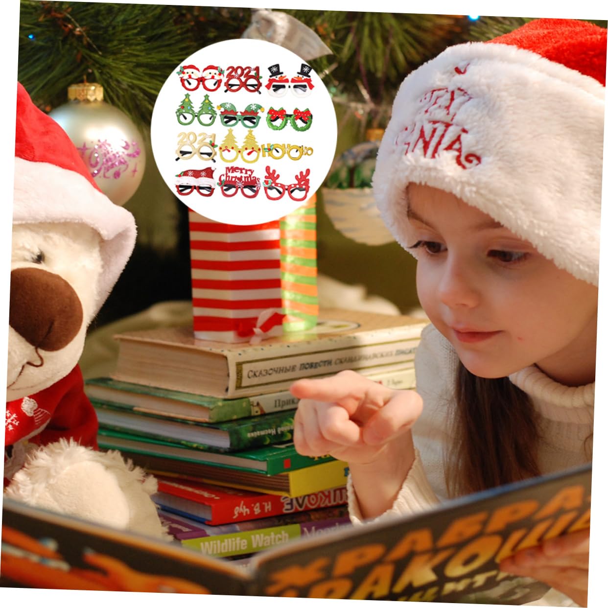 36-Piece Christmas Glasses Set for Kids - Fun Novelty Holiday Eyewear Frames & Accessories - Perfect for Christmas Decor, Parties & Festive Celebrations