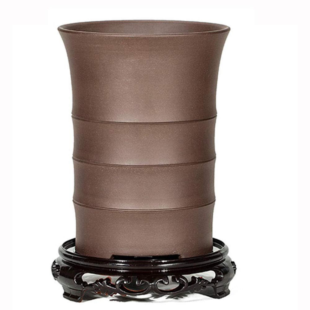 Handmade Brown Ceramic Plant Pots with Drain Hole - 16cm x 25cm Small Succulent Planter for Cactus, Flowers, Herbs | Indoor Home Decor, Office Desk Decor, Gift for Plant Lovers