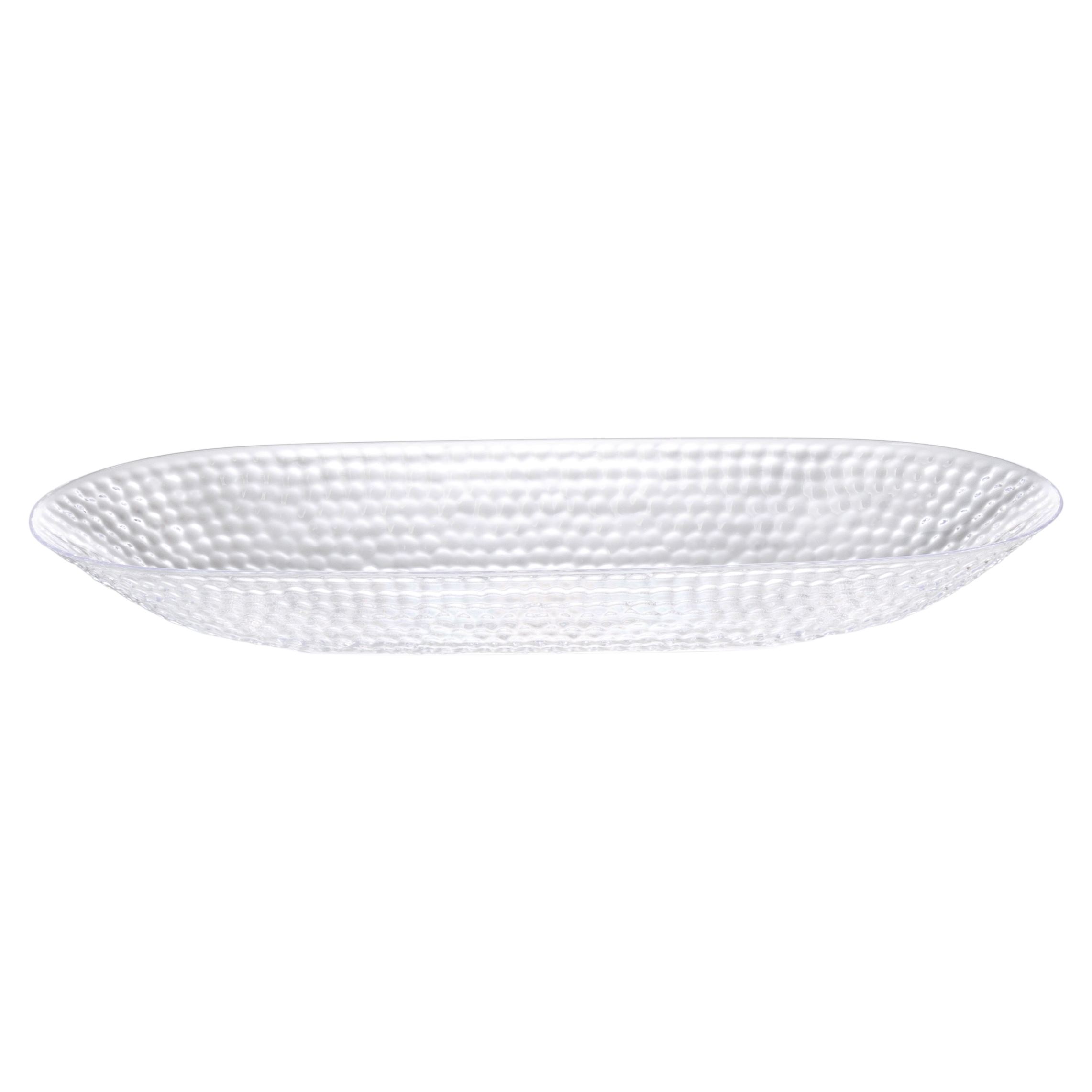 2 Pack Clear Plastic Oval Pebbled Serving Dishes - Perfect for Party Appetizers, Desserts, and Charcuterie Boards