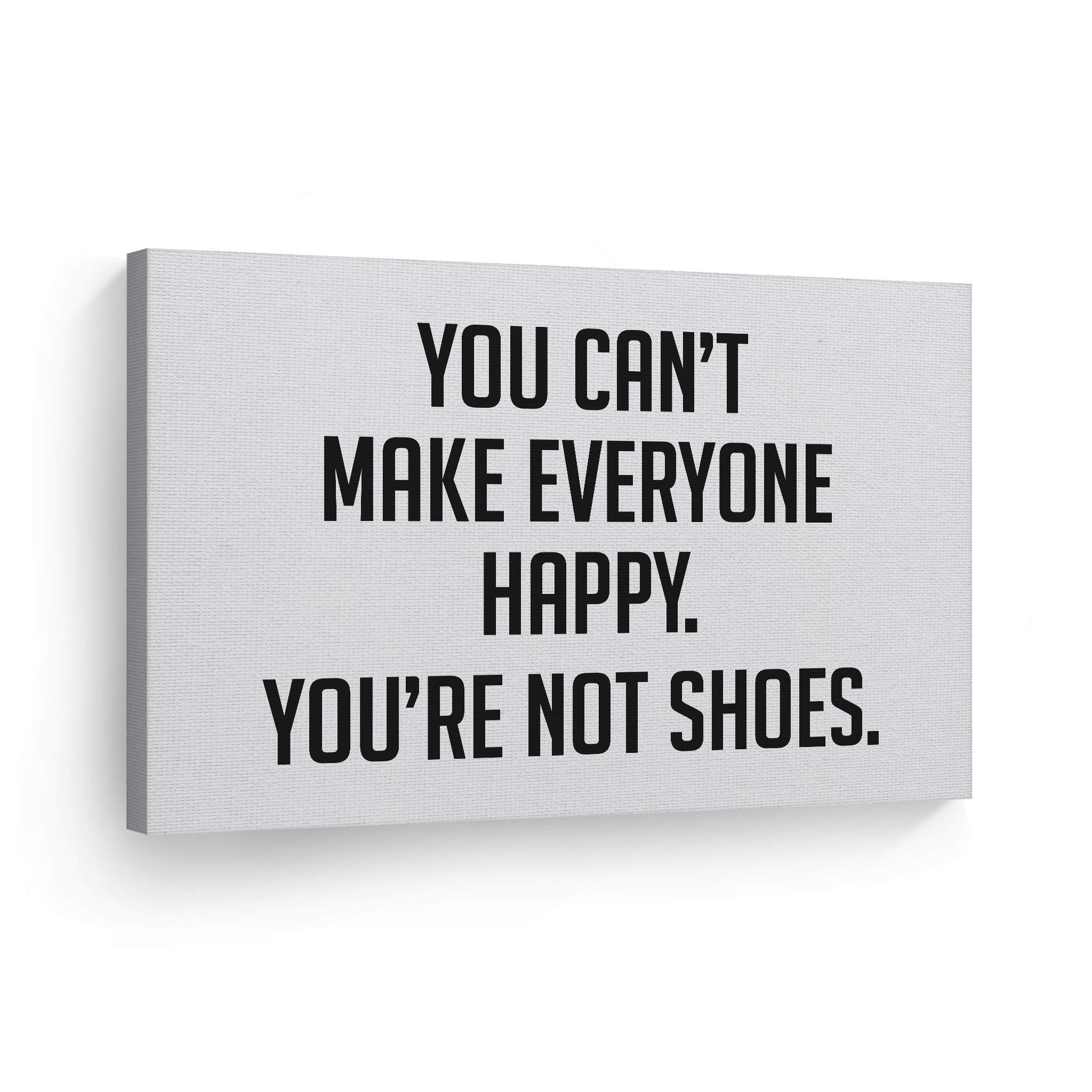 Smile Art Design 'You Can’t Make Everyone Happy You’re Not Shoes' Black and White Quote Canvas Print - Glam Fashion Wall Art for Girls Room, Women's Dorm, Bedroom & Living Room Decor - Ready to Hang 30x40 Inches - Perfect for Inspirational Home & Office Spaces