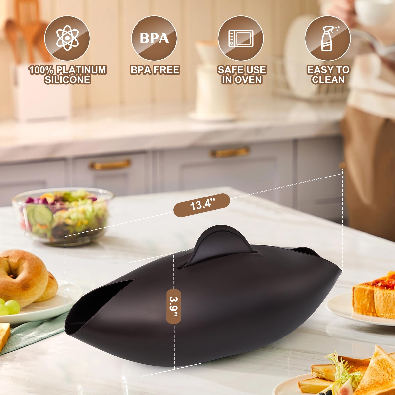 Premium Silicone Bread Bowl - Non-Stick Baking Mold for Homemade Bread, Artisan Loaves & Sourdough | Perfect for Kitchen, Camping & Gift Giving