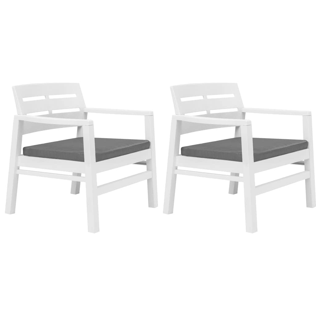 CHARMMA 3-Piece White Plastic Patio Lounge Set - 21kg - Outdoor Furniture for Garden, Poolside & Backyard Relaxation