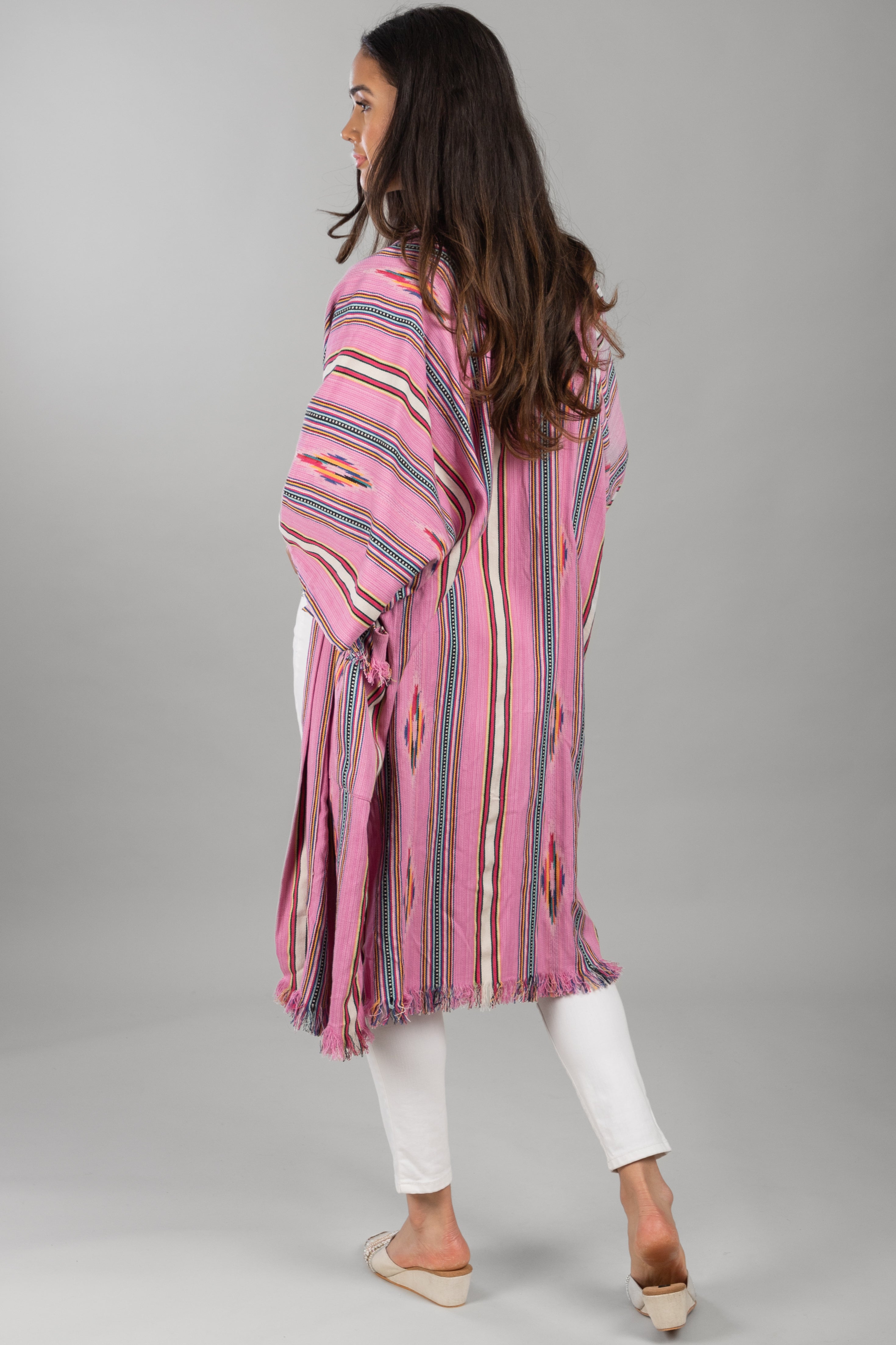 Stylish Ikat Striped Jacket for Women - Lightweight Spring/Summer Cover-Up - Perfect for Beach, Vacation & Casual Outings