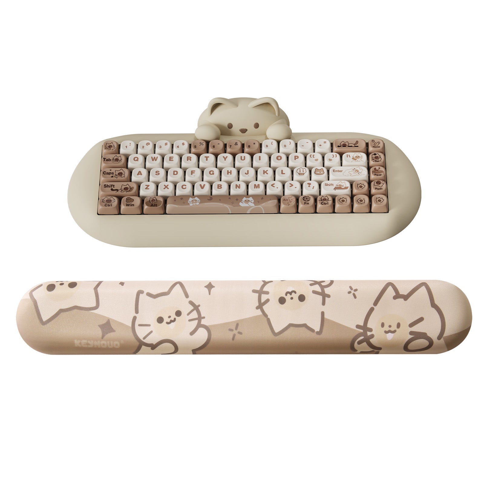 YUNZII Meow Meow Keyboard Wrist Rest - Ergonomic Cute Cat Design Gel Pad for Typing Comfort - Perfect for Gaming, Office & Home Computer Use