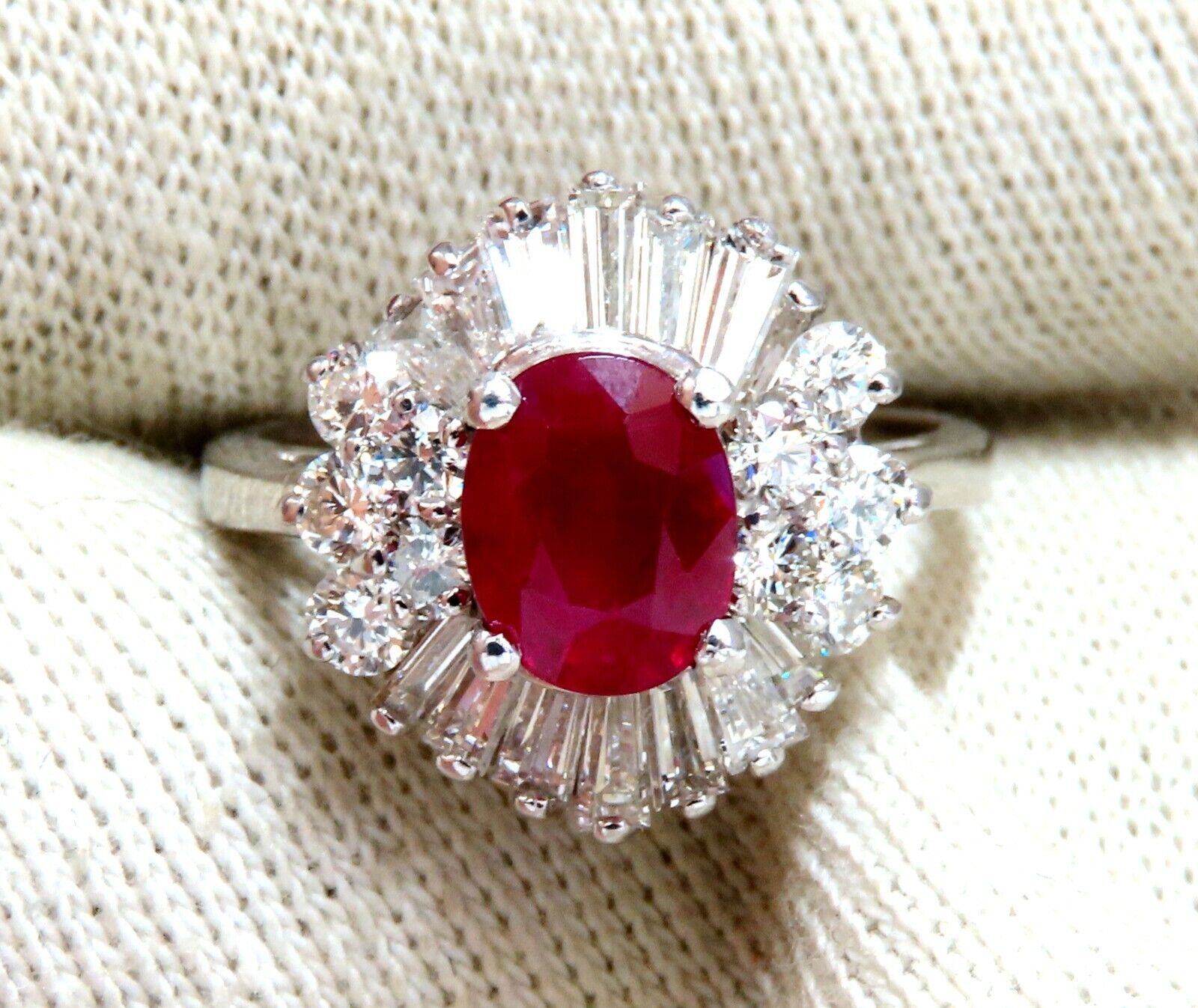 GIA Certified 1.75ct Burma Ruby & Diamond Ballerina Cocktail Ring in 14K Gold - Perfect for Evening Parties, Weddings & Special Occasions