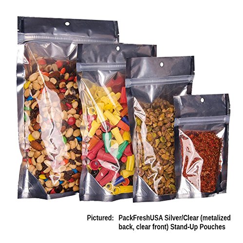 Clear Stand Up Pouch Bags 4x6x2.5 Inches - 500 Pack Resealable Seal-Top Flexible Packaging with Hang Hole & Tear Notch - Heat Sealable for Food, Coffee, Snacks, Pet Treats & Retail Products Storage