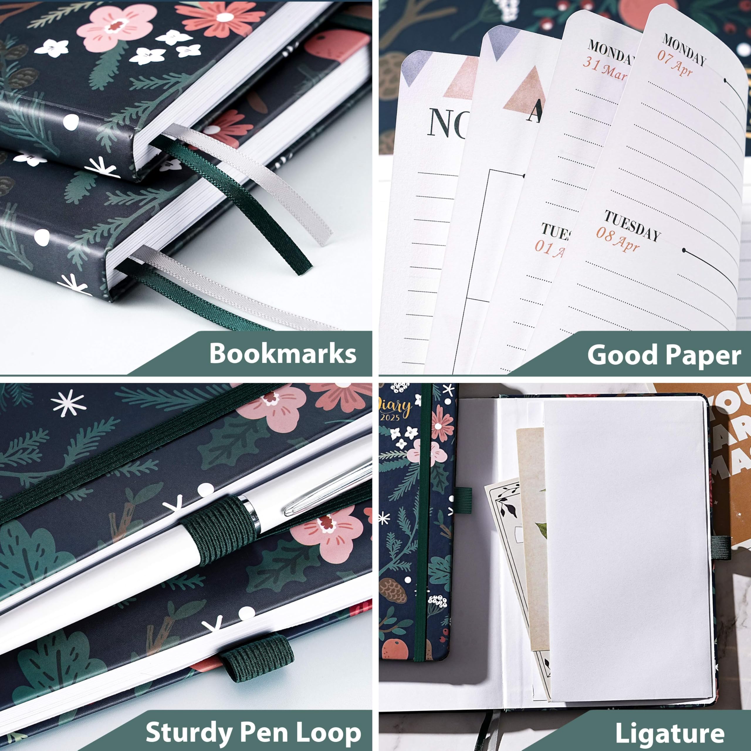 2025 A5 Planner - Weekly & Monthly View Diary for Work, Study, Notes & Mission Board | Smooth Hardcover with Elastic Closure | Perfect for Office, School & Personal Organization (A5 Size)