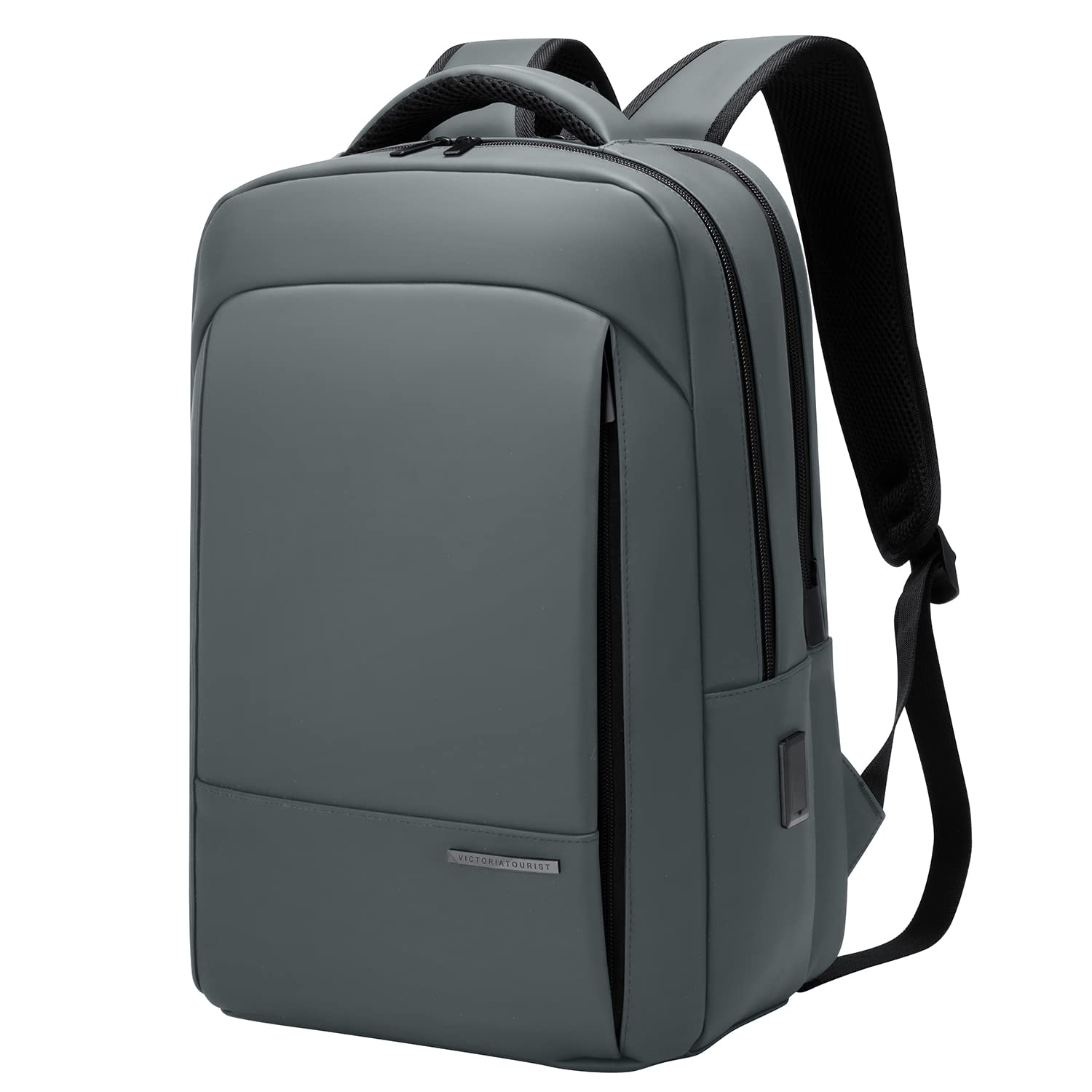 Victoriatourist Anti Theft Laptop Backpack for Men & Women - Automatic Zipper Lock, Water Resistant, Fits 15.6 Inch Notebook, Ideal for Business, Work & Travel (Blue Gray)