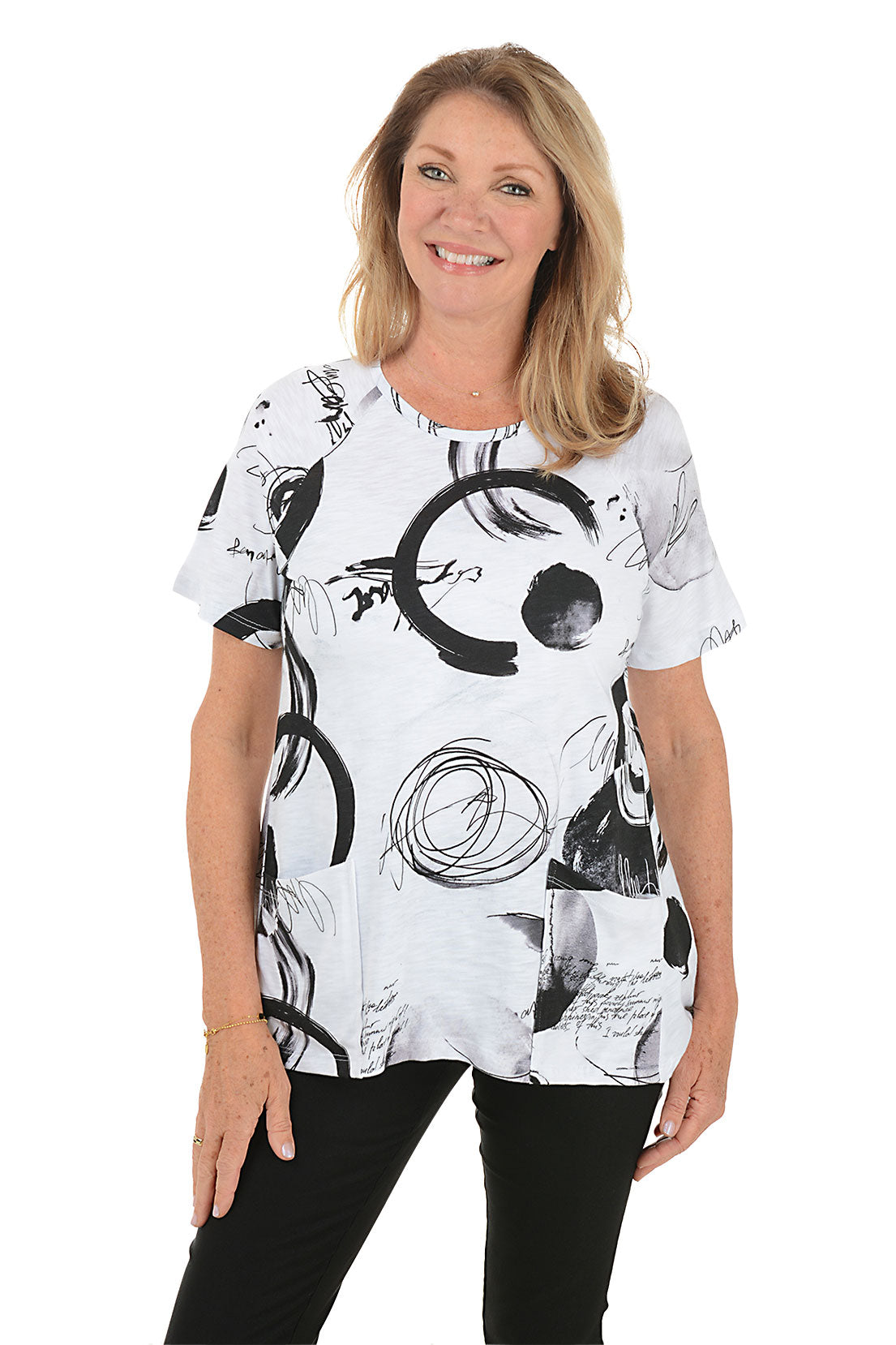 Olivia Women's Double Pocket Short Sleeve T-Shirt - Casual Comfort Top for Everyday Wear, Outings & Layering