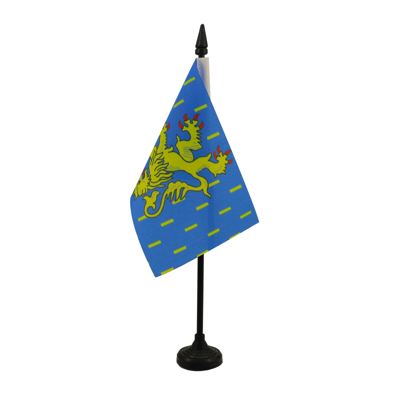 Franche-Comté Table Flag 4x6 Inches | French Region Desk Flag 15x10 cm with Black Plastic Stick & Base | AZ FLAG | Perfect for Office Decor, Cultural Displays & International Events